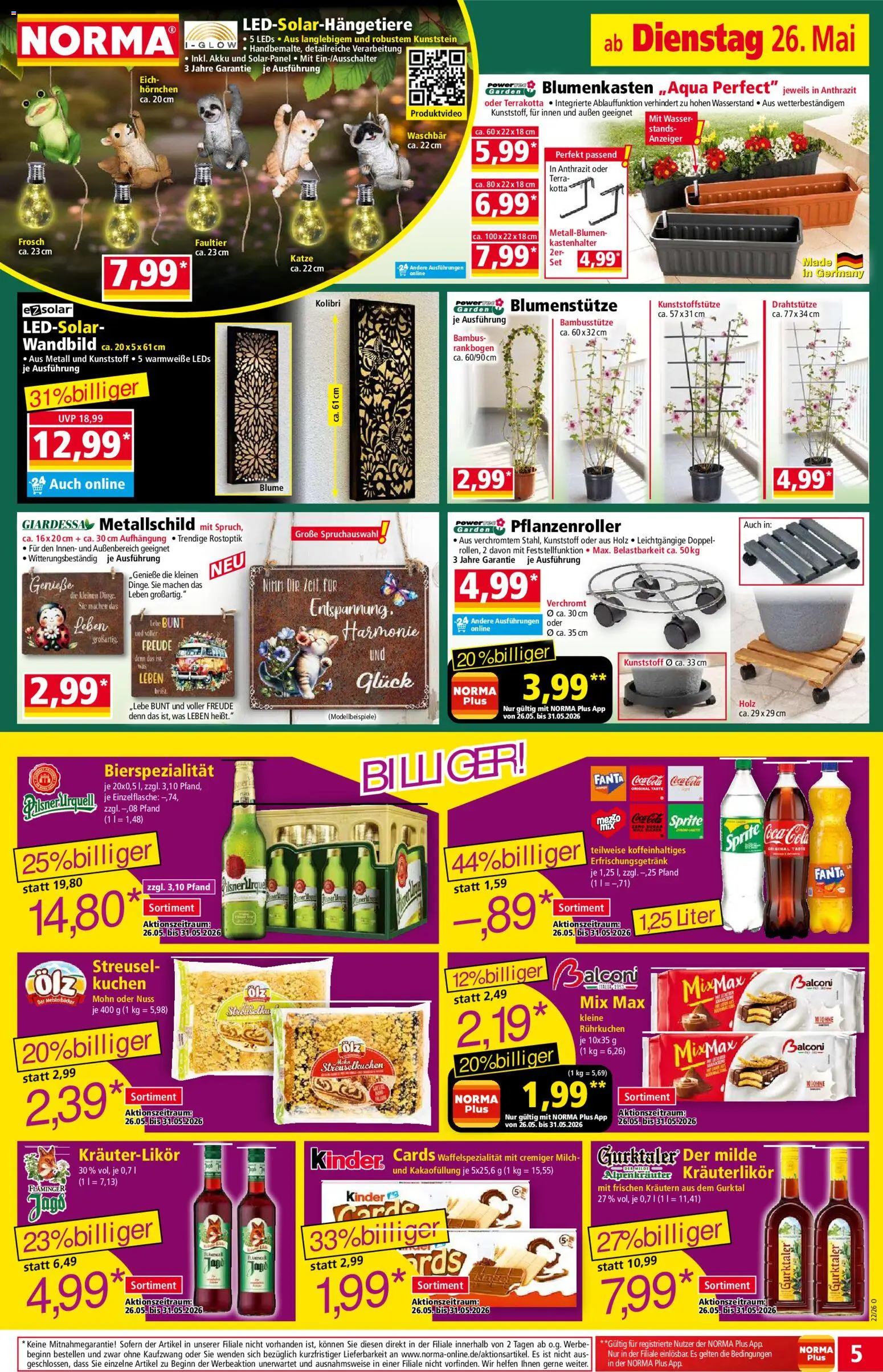 Norma Prospekt 	 – gültig ab 26.05.2026 | Seite: 5 | Produkte: Fanta, Sprite, Cola, Wasser