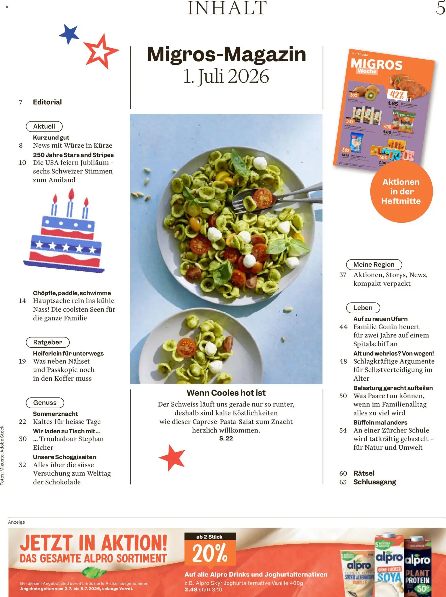 Migros aktionen Magazin – gültig ab 01.07.2026 | Seite: 5 | Produkte: Tisch, Schokolade, Kiwi, Zucker