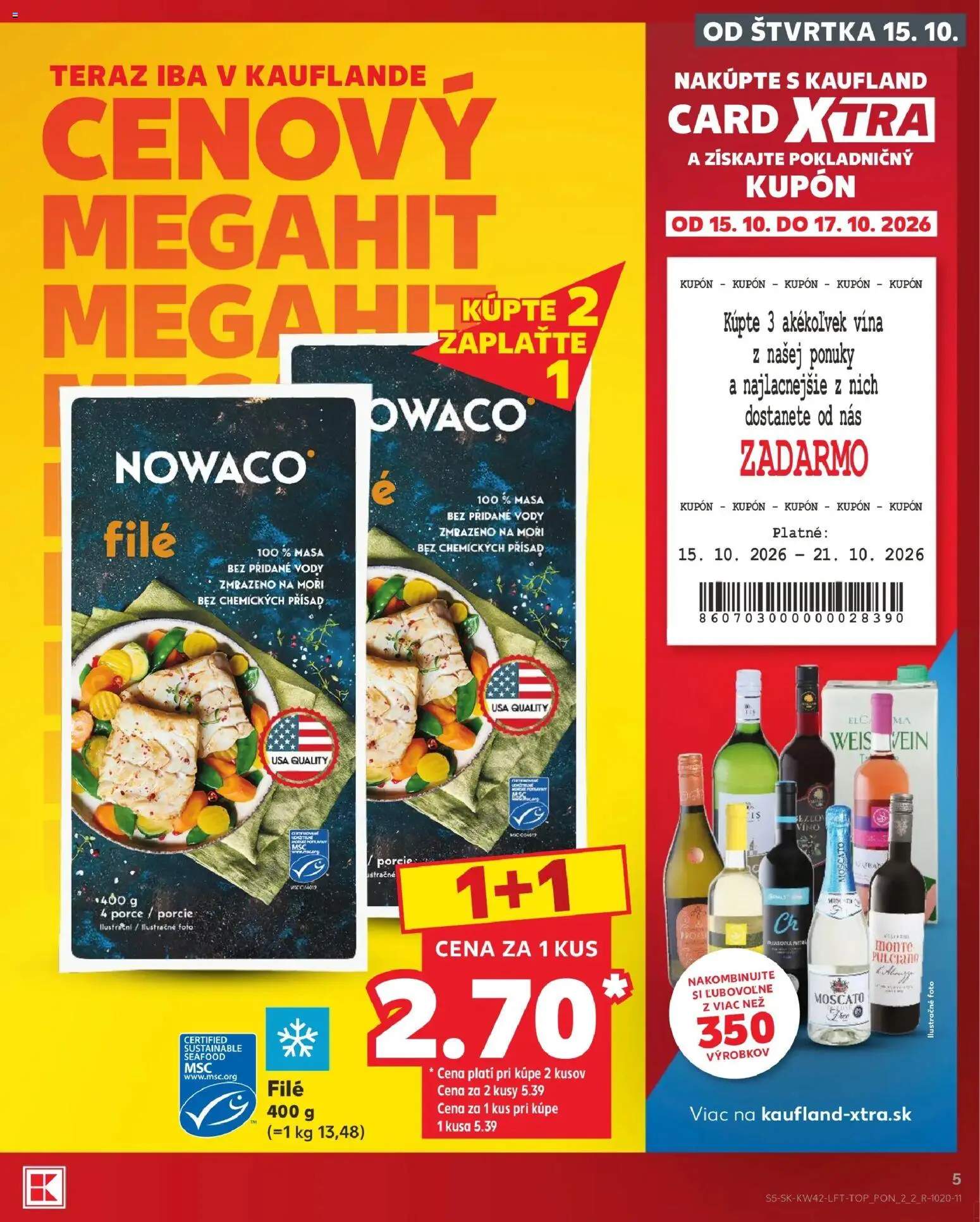 Kaufland SK akciós ujság - amely érvényes a következő dátumtól: 2026.10.15. | Oldal: 5 | Termékek: Seafood, Filé