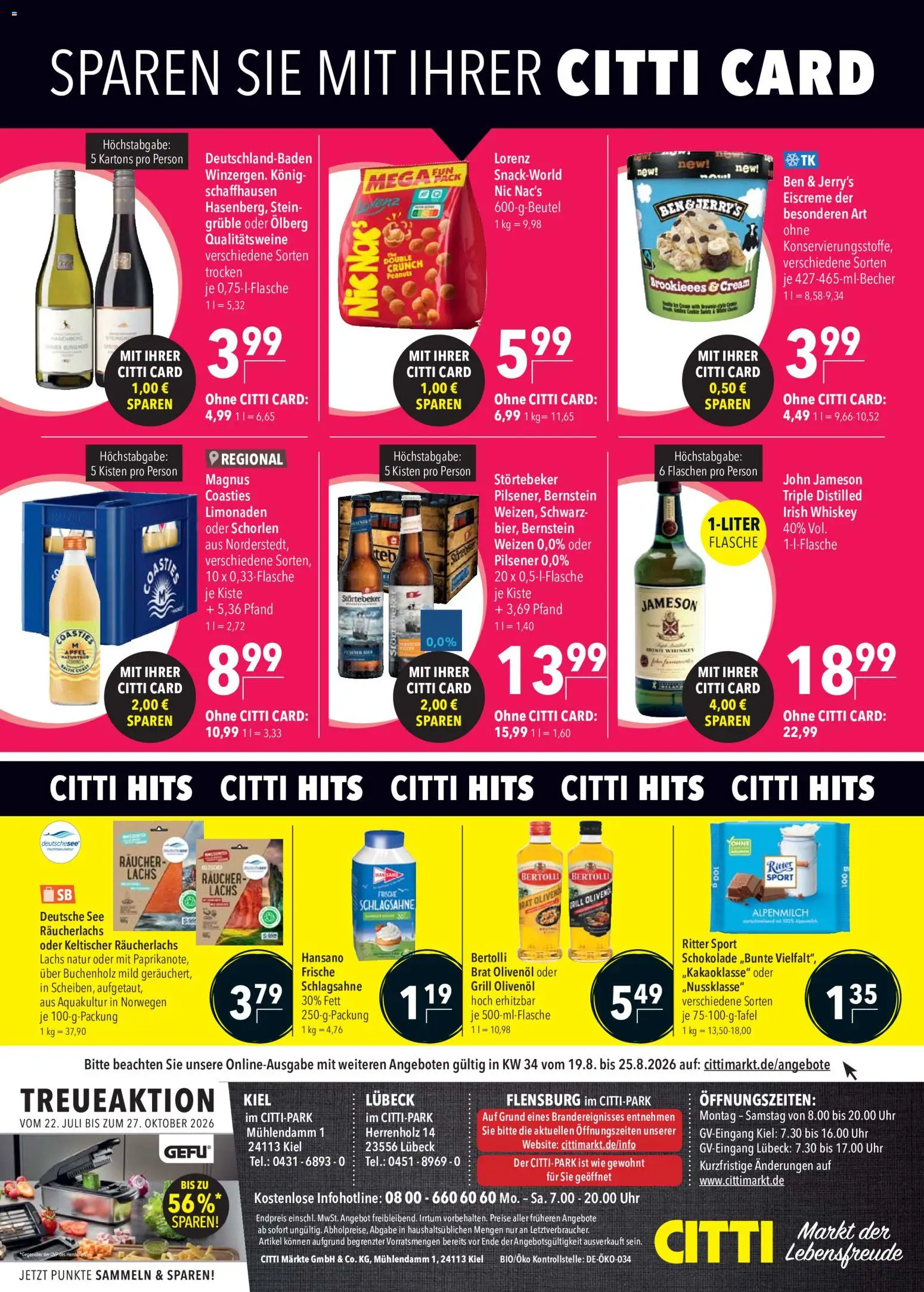 CITTI Markt Prospekt – gültig ab 19.08.2026 | Seite: 18 | Produkte: Schokolade, Olivenol, Jameson, Eiscreme