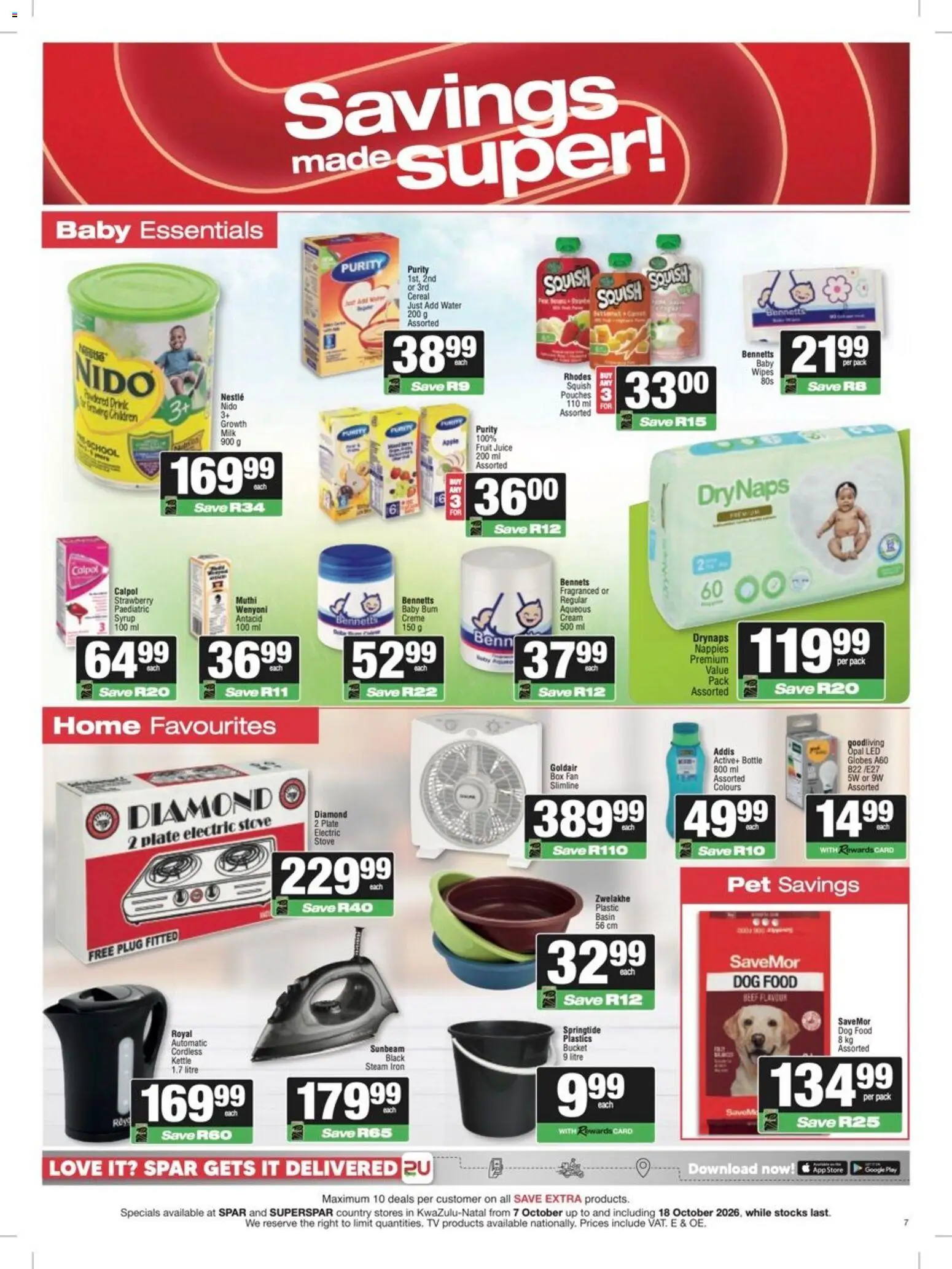 New Spar catalogue – valid from 07/10/2026 | Page: 7 | Products: Basin, Water, Fruit, Nappies