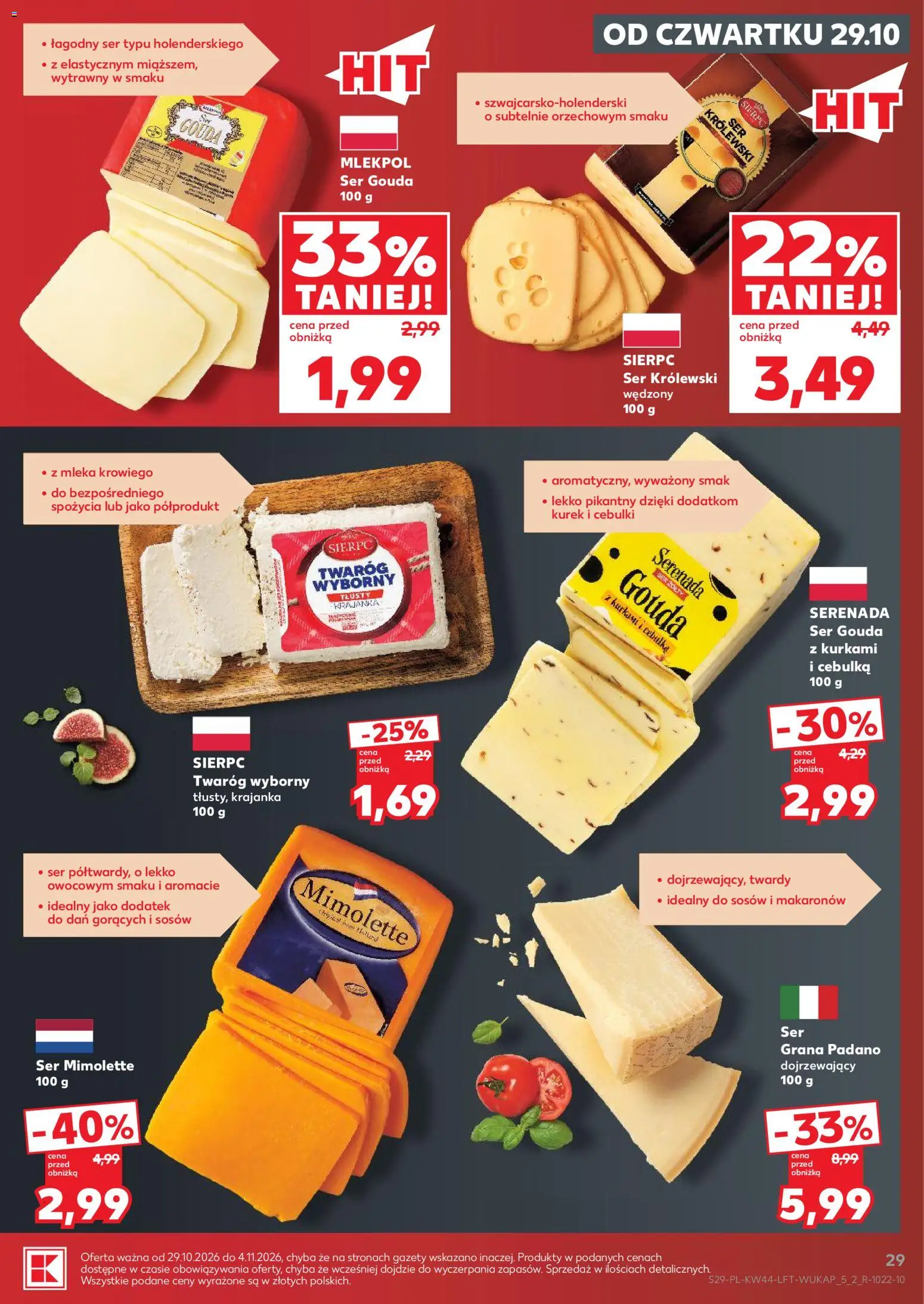 Kaufland gazetka od 29.10.2026 | Strona: 29 | Produkty: Grana padano, Ser, Twaróg, Ser gouda
