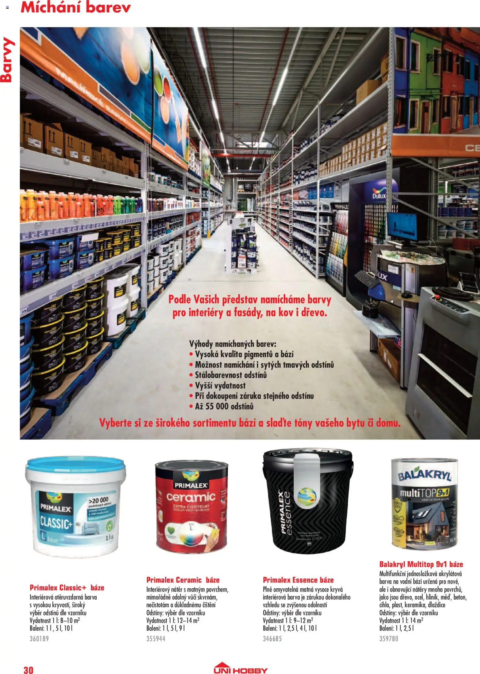 Uni Hobby katalog - Interiér od 09.09.2026 | Strana: 30 | Produkty: Primalex, Essence, Barvy
