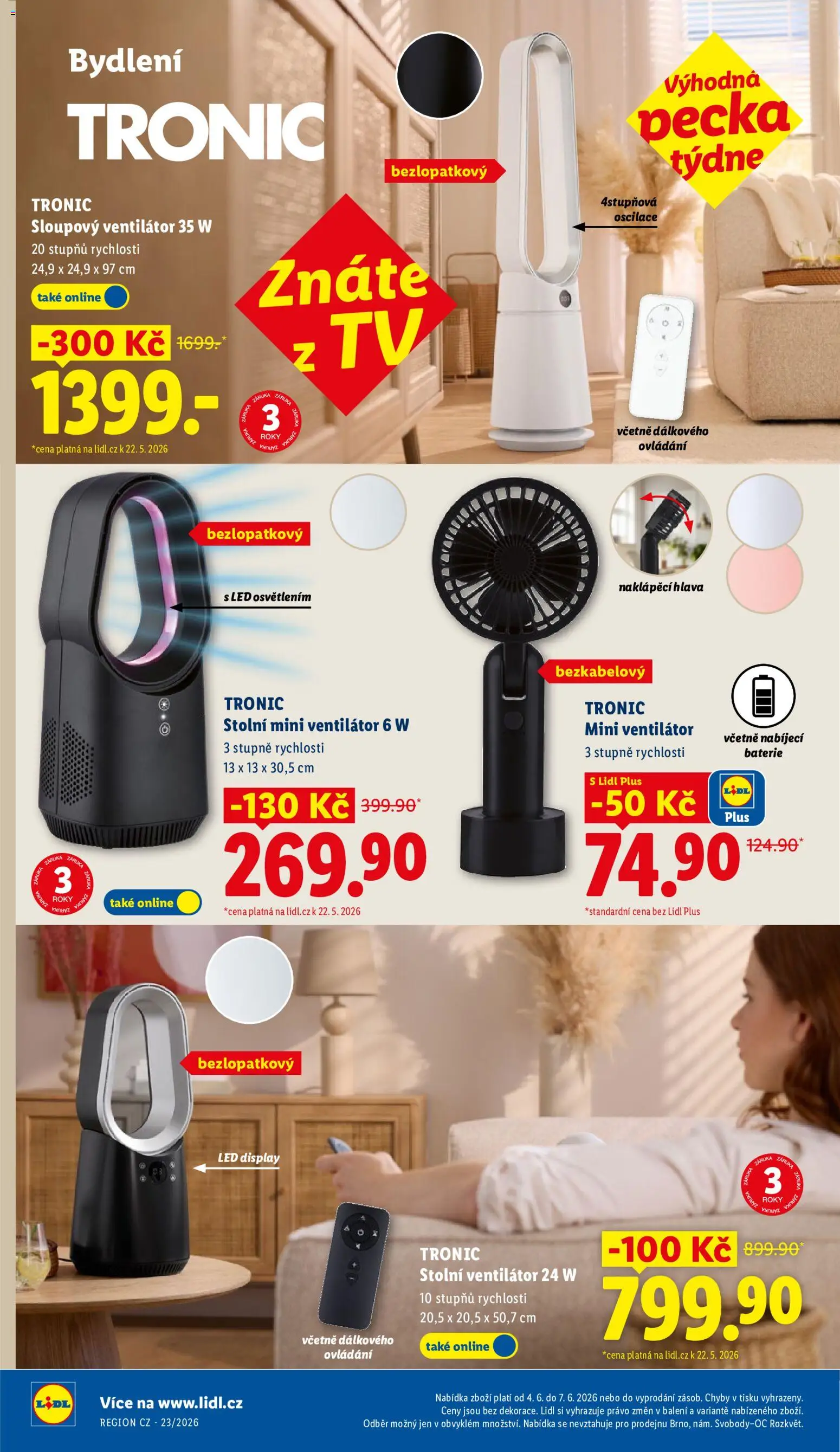 Lidl leták od 04.06.2026 | Strana: 34 | Produkty: Ventilátor, Baterie, Sloupový ventilátor, LED