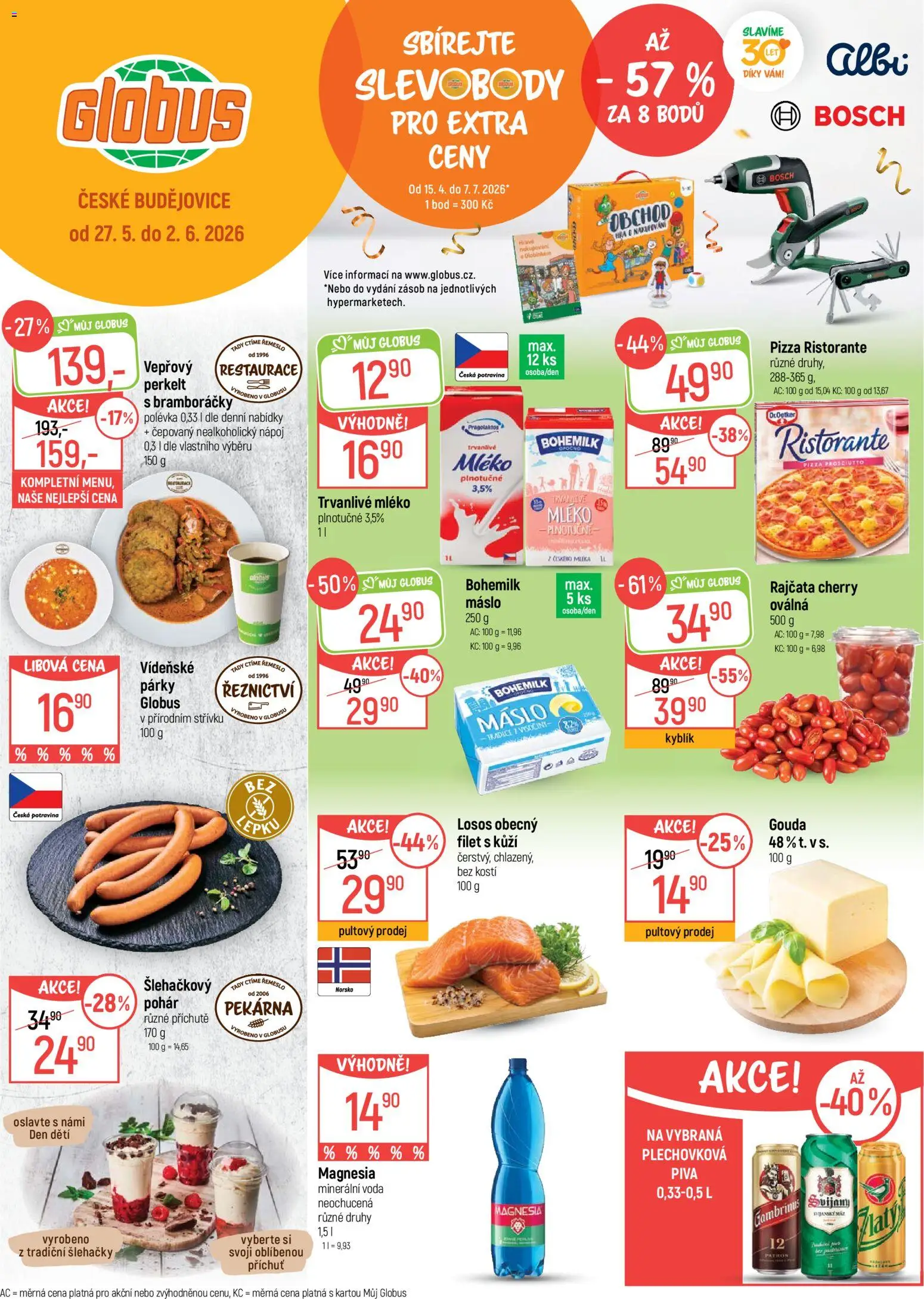 Globus leták - České Budějovice od 27.05.2026 | Strana: 1 | Produkty: Globus, Máslo, Pekárna, Gambrinus