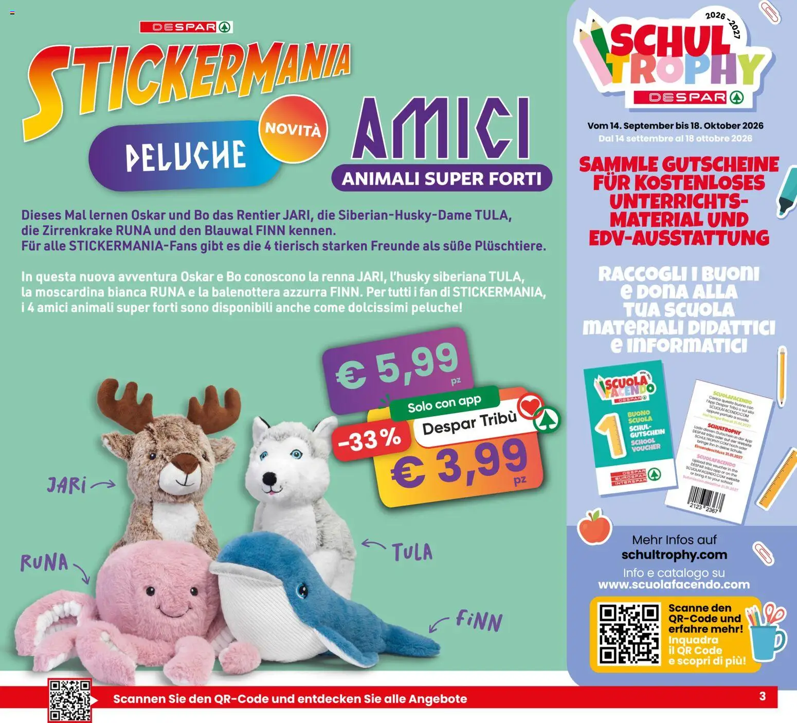 Volantino Eurospar del 17/09/2026 | Pagina: 3 | Prodotti: Peluche, The, Fan