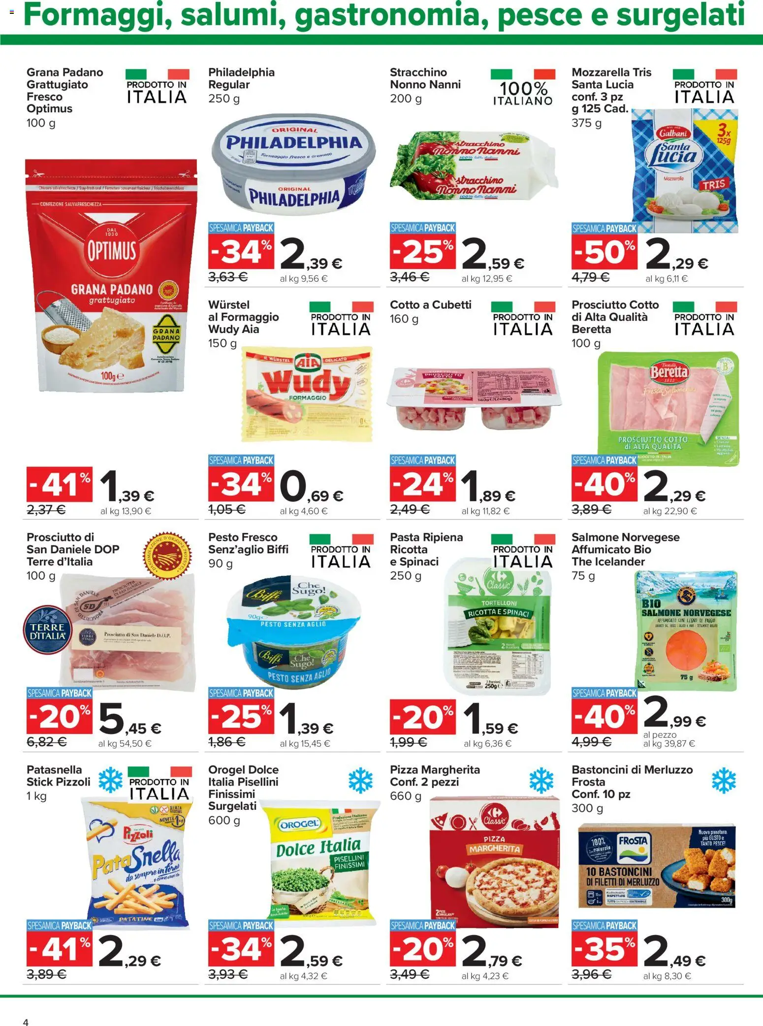 Volantino Carrefour del 16/07/2026 | Pagina: 4 | Prodotti: Salmone, Pesce, Pasta, Tortelloni