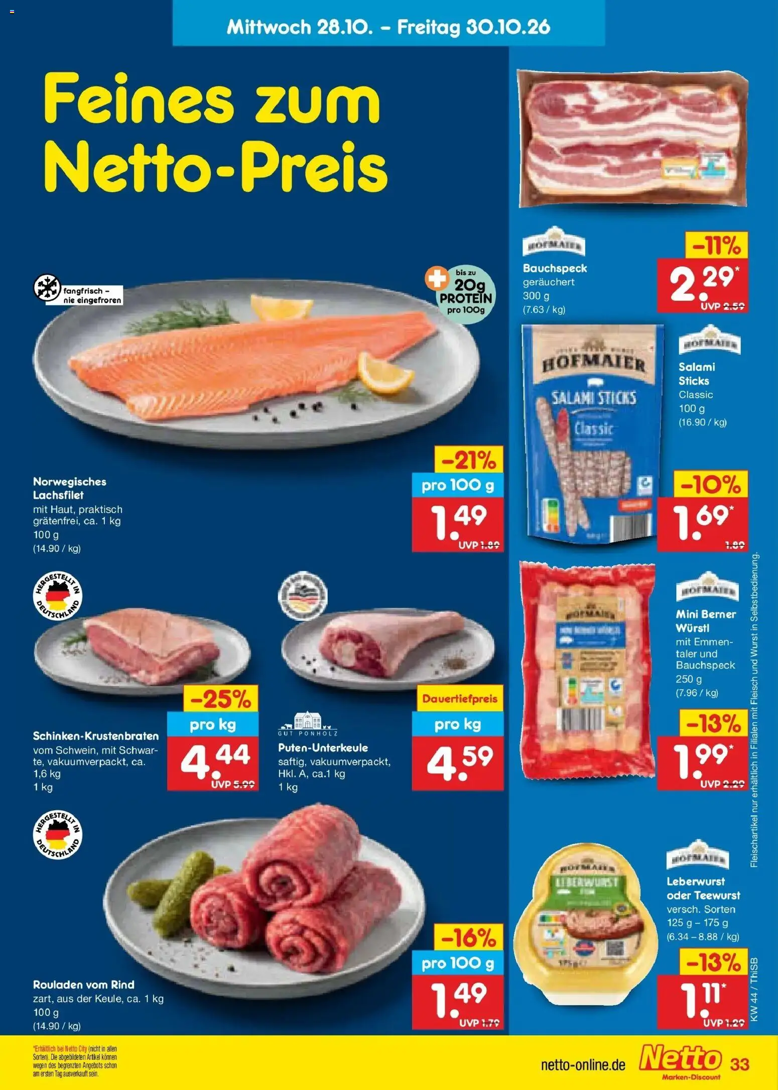 Netto Marken-Discount Prospekt Pirna (ab 26.10.2026) » Angebote | Seite: 49 | Produkte: Wurst, Salami, Fleisch