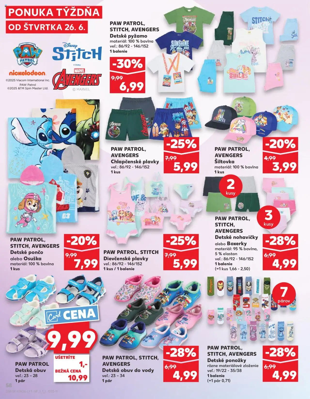 Nové Kaufland akcie – leták je platný od 26.06.2025 | Strana: 58 | Produkty: Nohavičky, Pyžamo, Plavky, Boxerky