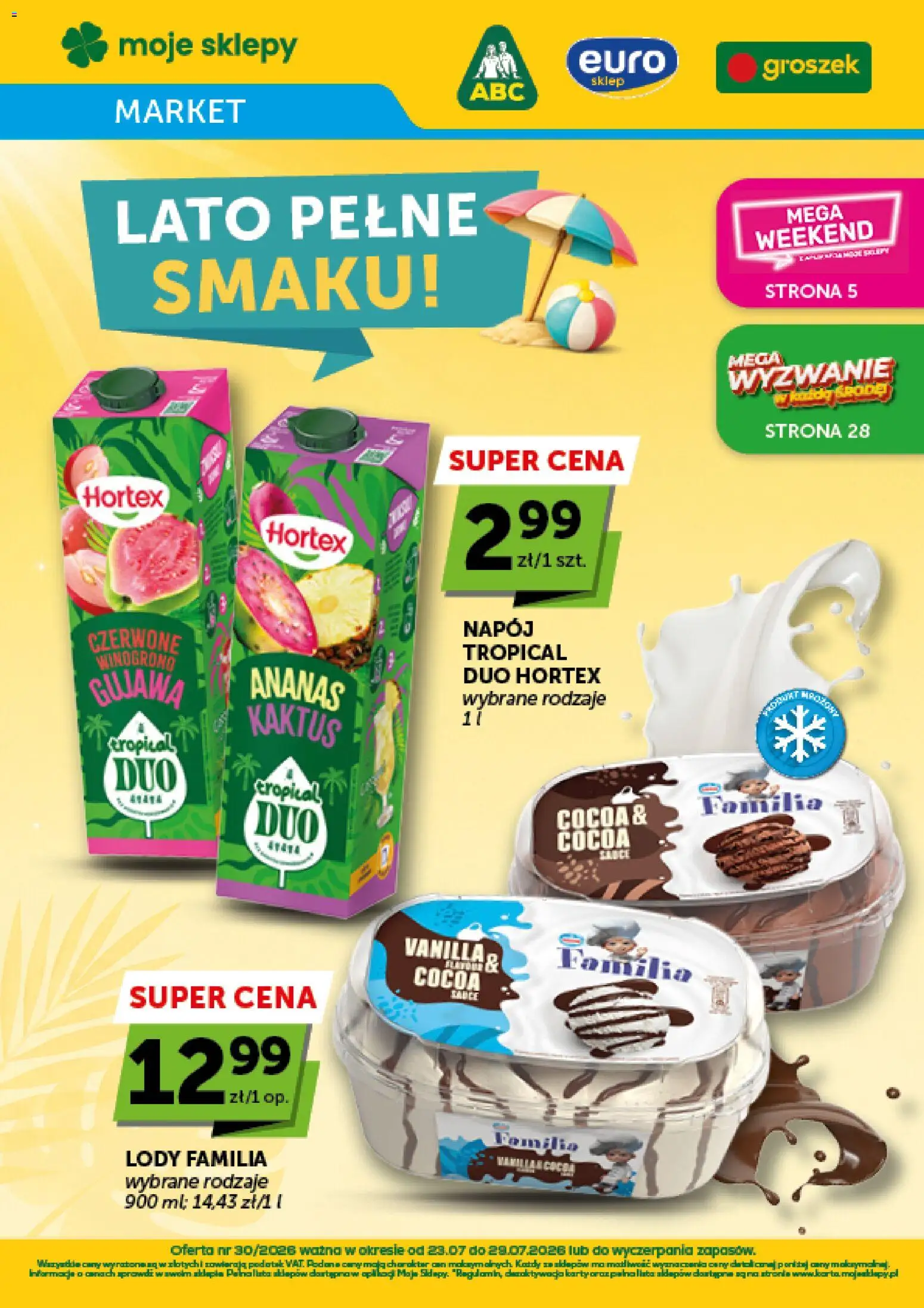 Groszek gazetka - Market od 23.07.2026 | Strona: 1 | Produkty: Groszek, Ananas, Lody