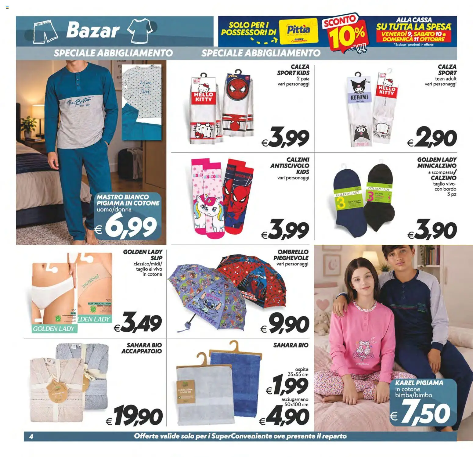 Volantino SuperConveniente del 02/10/2026 | Pagina: 29 | Prodotti: Calzini, Taglio, Ombrello, Asciugamano