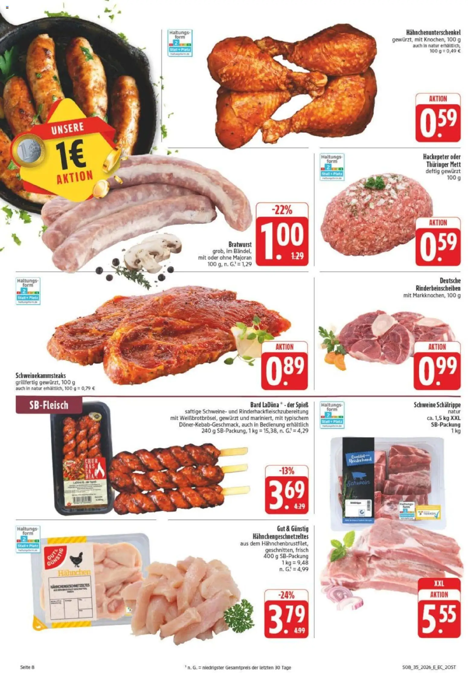 Edeka Prospekt Leipzig – gültig ab 23.08.2026 | Seite: 12 | Produkte: Hahnchen, Bratwurst