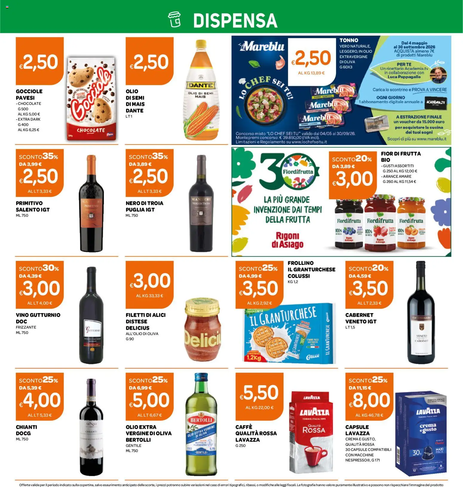 Volantino Ekom del 25/08/2026 | Pagina: 4 | Prodotti: Olio di semi, Caffè, Arance, Vino