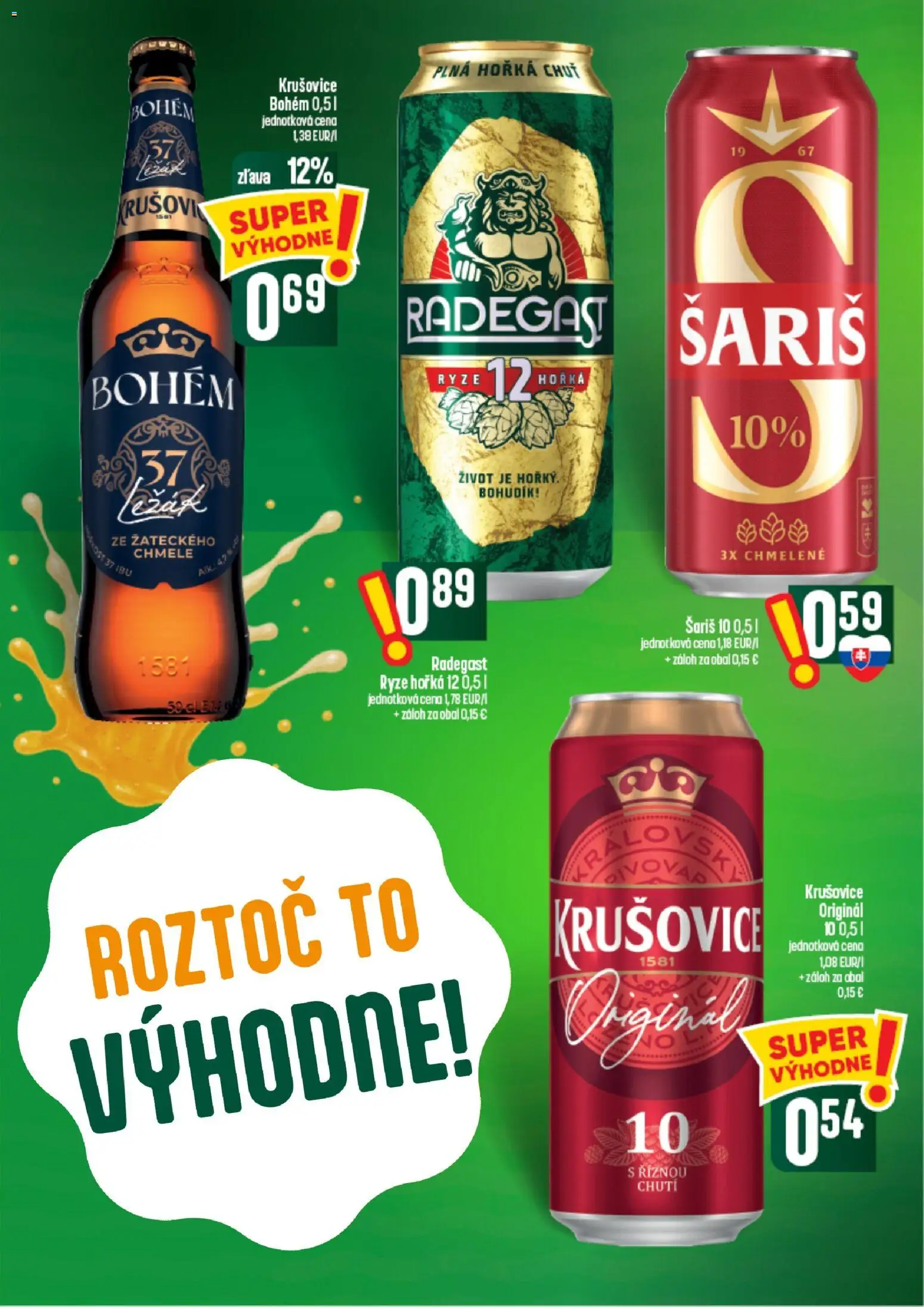 Nové COOP Jednota akcie – leták je platný od 24.09.2026 | Strana: 48 | Produkty: Radegast, Krušovice, Šariš