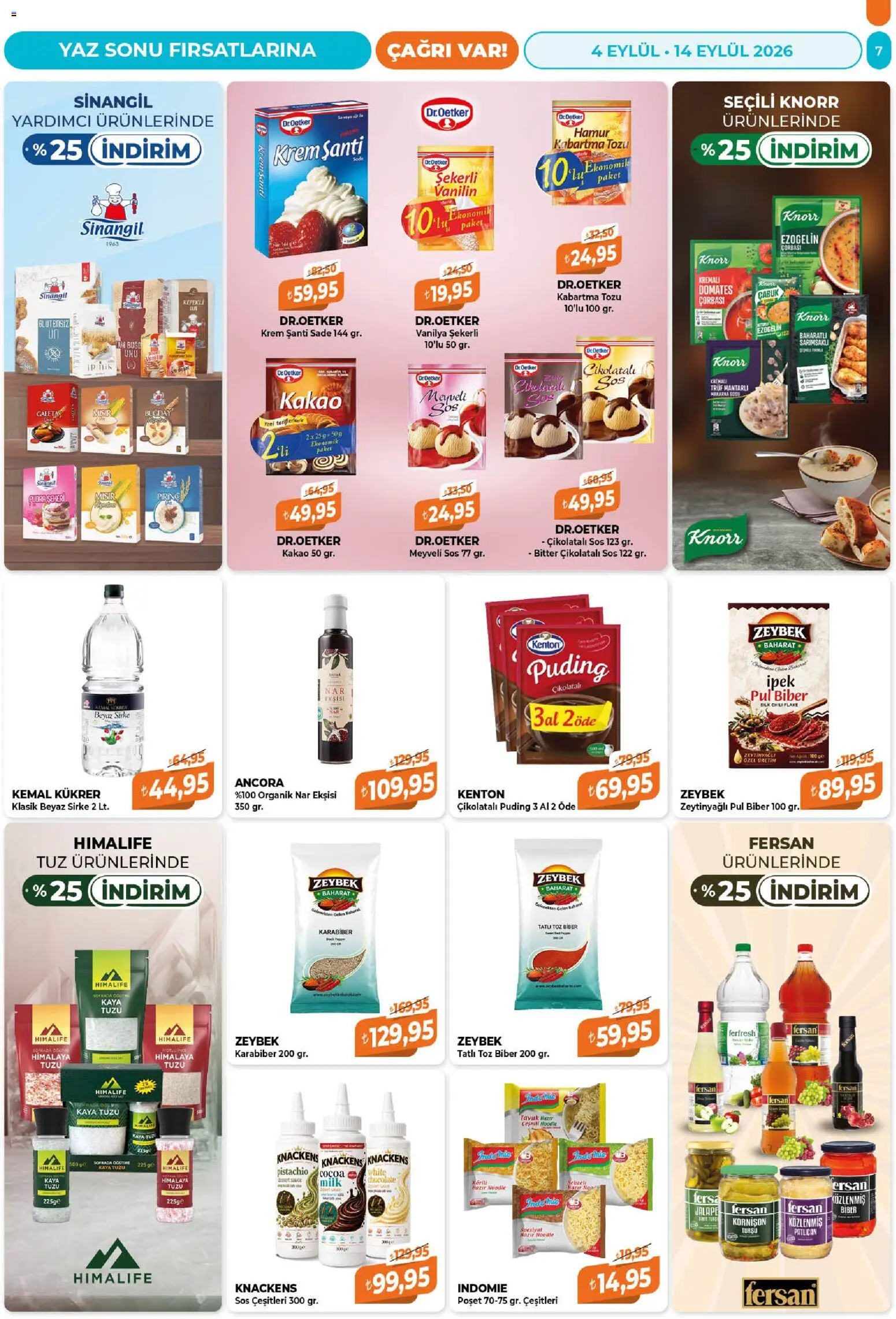 Çağrı Market Katalog - 04 Eylül 2026 tarihinden itibaren geçerlidir | Sayfa: 7 | Ürünler: Sirke, Pudra, Sos, Biber