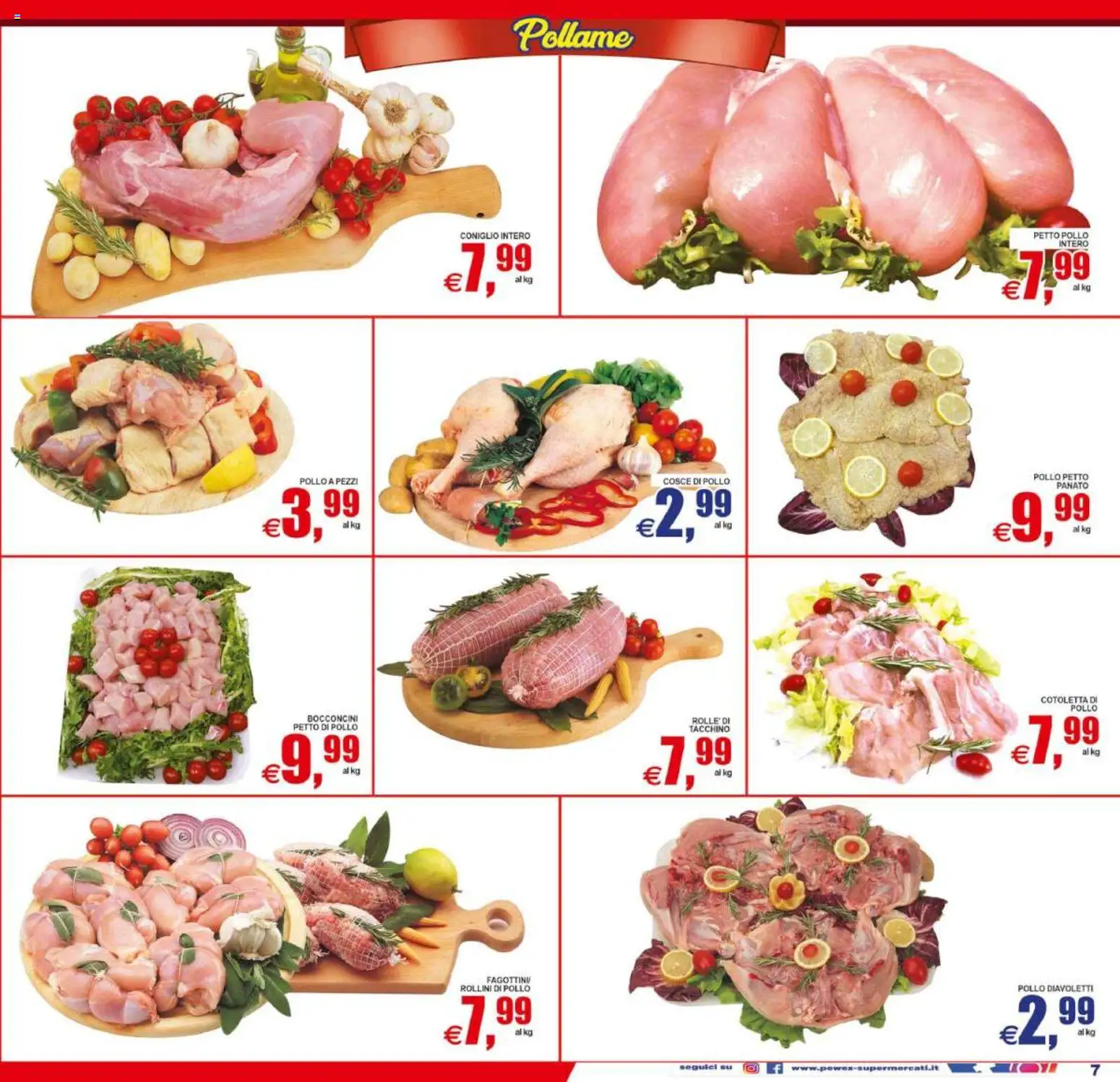 Volantino Pewex del 19/06/2026 | Pagina: 7 | Prodotti: Petto di Pollo, Pollo, Cosce di pollo