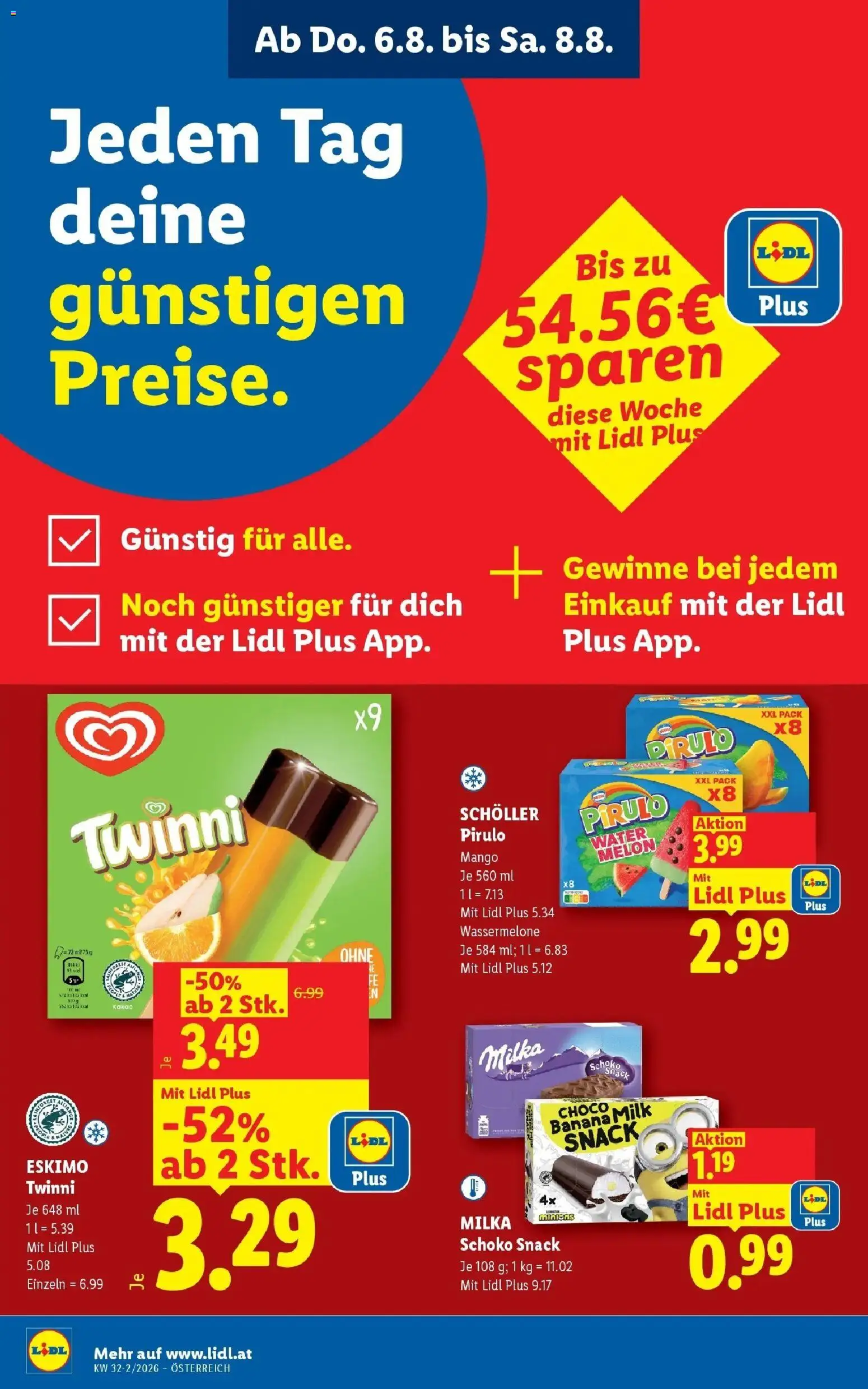Lidl Flugblatt - Wien, Langenzersdorf, Zwettl ab 06.08.2026 - Angebote ab donnerstag | Seite: 2 | Produkte: Eis, Mango, Wassermelone