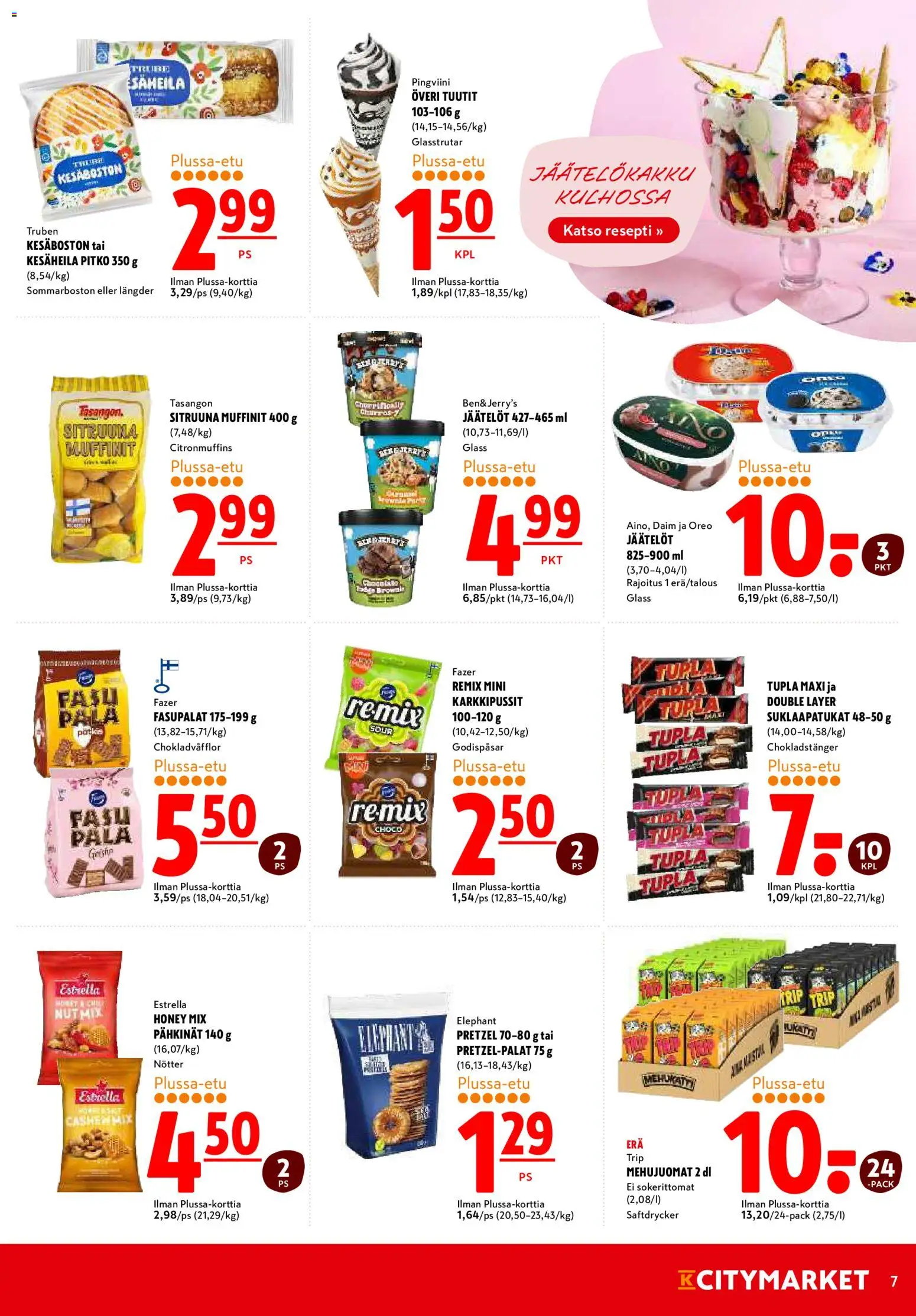 K-Citymarket tarjoukset – voimassa 17.06.2026 alkaen | Sivu: 7 | Tuotteet: Oreo, Suklaapatukat, Pähkinät