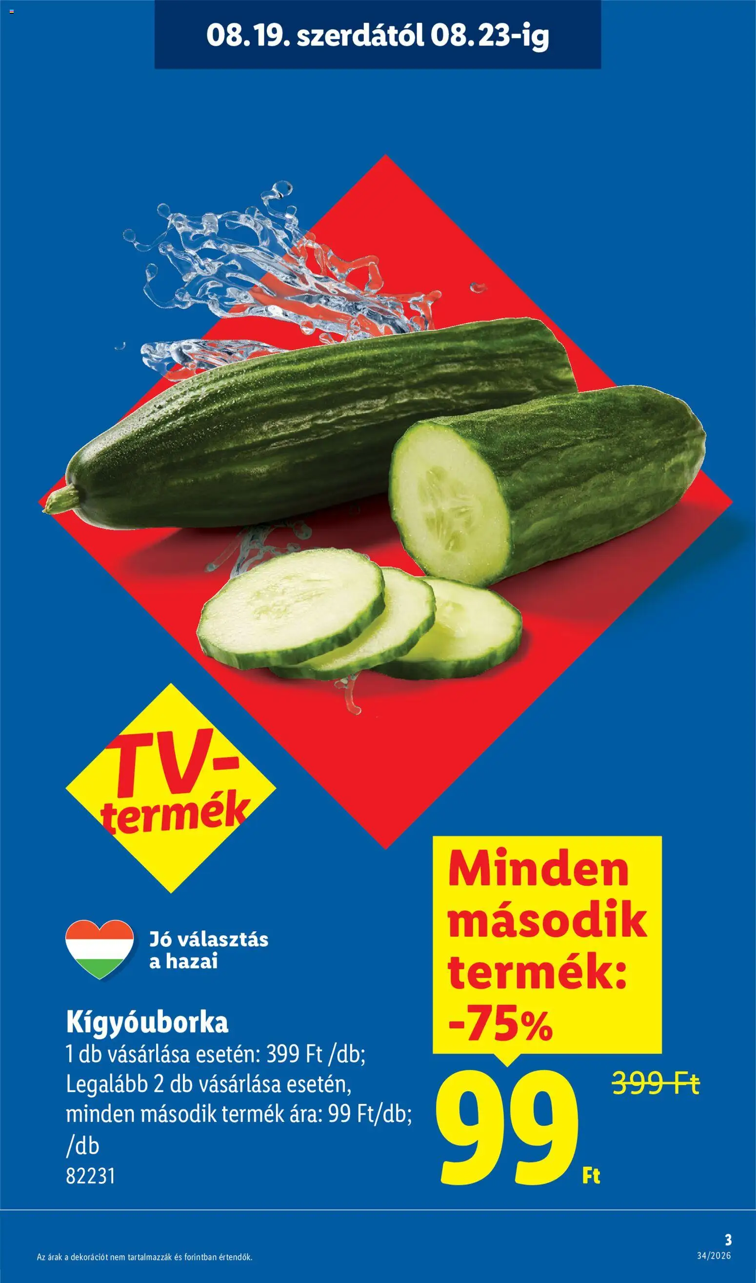 Lidl akciós ujság - amely érvényes a következő dátumtól: 2026.08.19. | Oldal: 3 | Termékek: Kígyóuborka