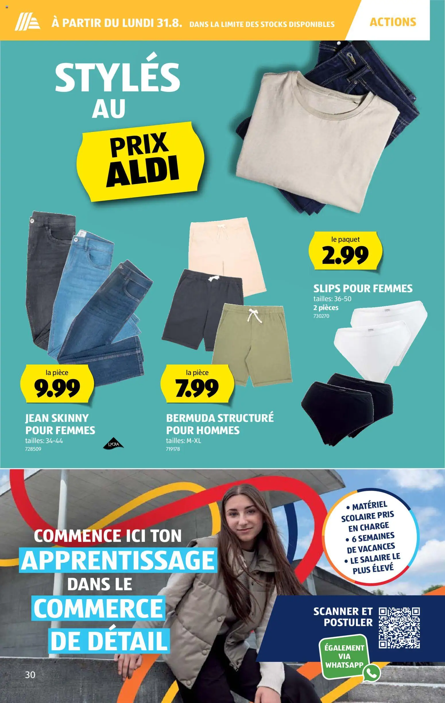 Aldi aktionen FR – gültig ab 27.08.2026 | Seite: 30 | Produkte: Jeans, Bermuda