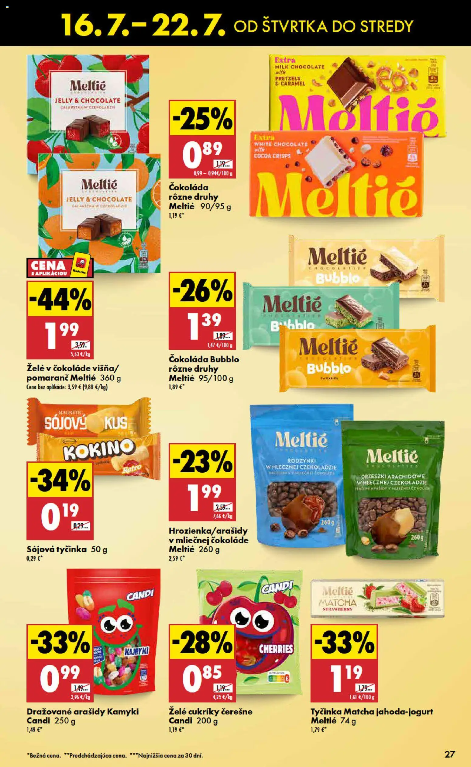 Nové Biedronka akcie – leták je platný od 16.07.2026 | Strana: 27 | Produkty: Čokoláda, Arašidy, Čerešne, Matcha