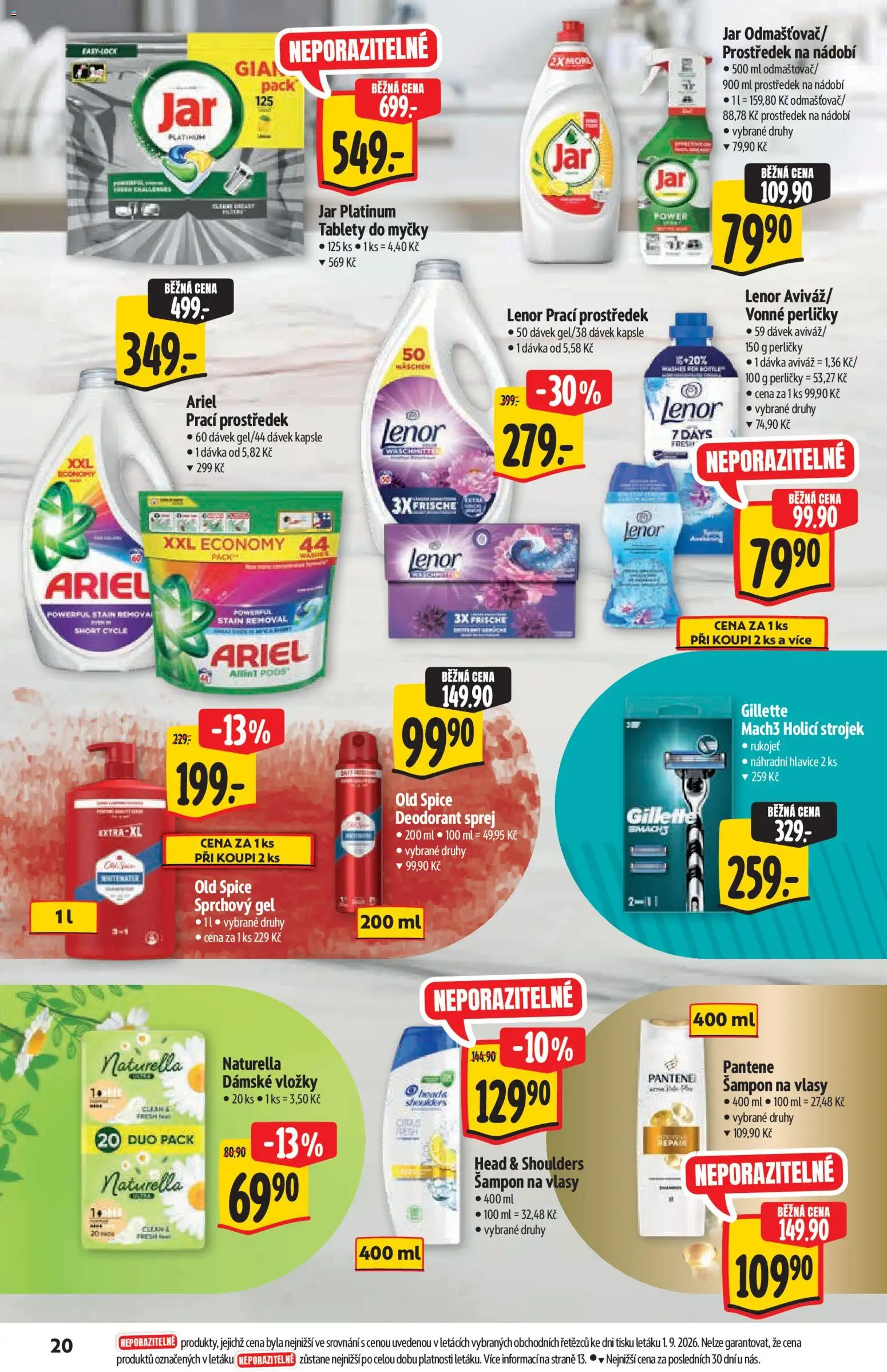 Albert katalog - Supermarket od 09.09.2026 | Strana: 20 | Produkty: Head & Shoulders, Ariel, Old Spice, Šampon
