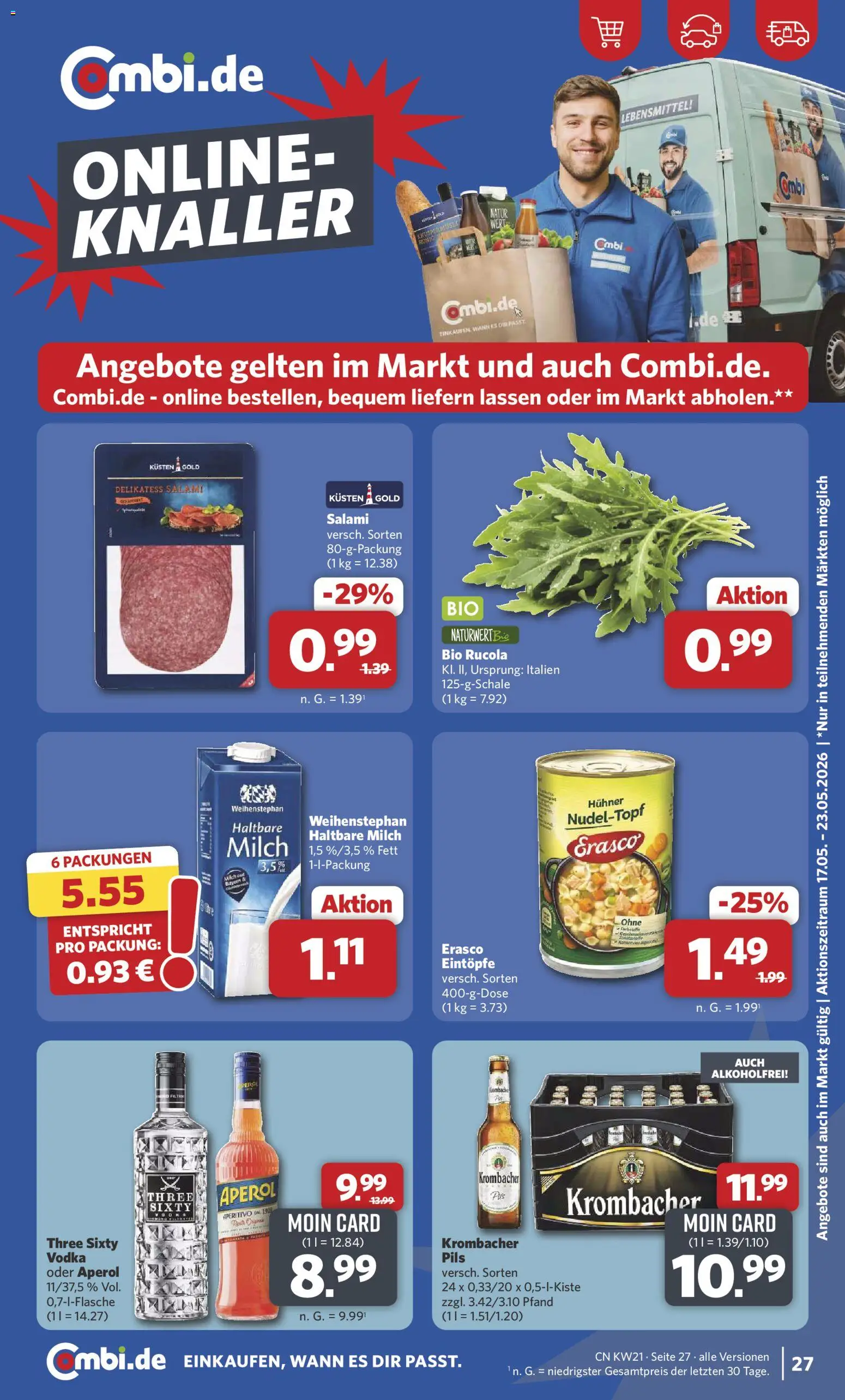 Combi Prospekt 	 – gültig ab 18.05.2026 | Seite: 27 | Produkte: Pils, Krombacher, Salami, Vodka
