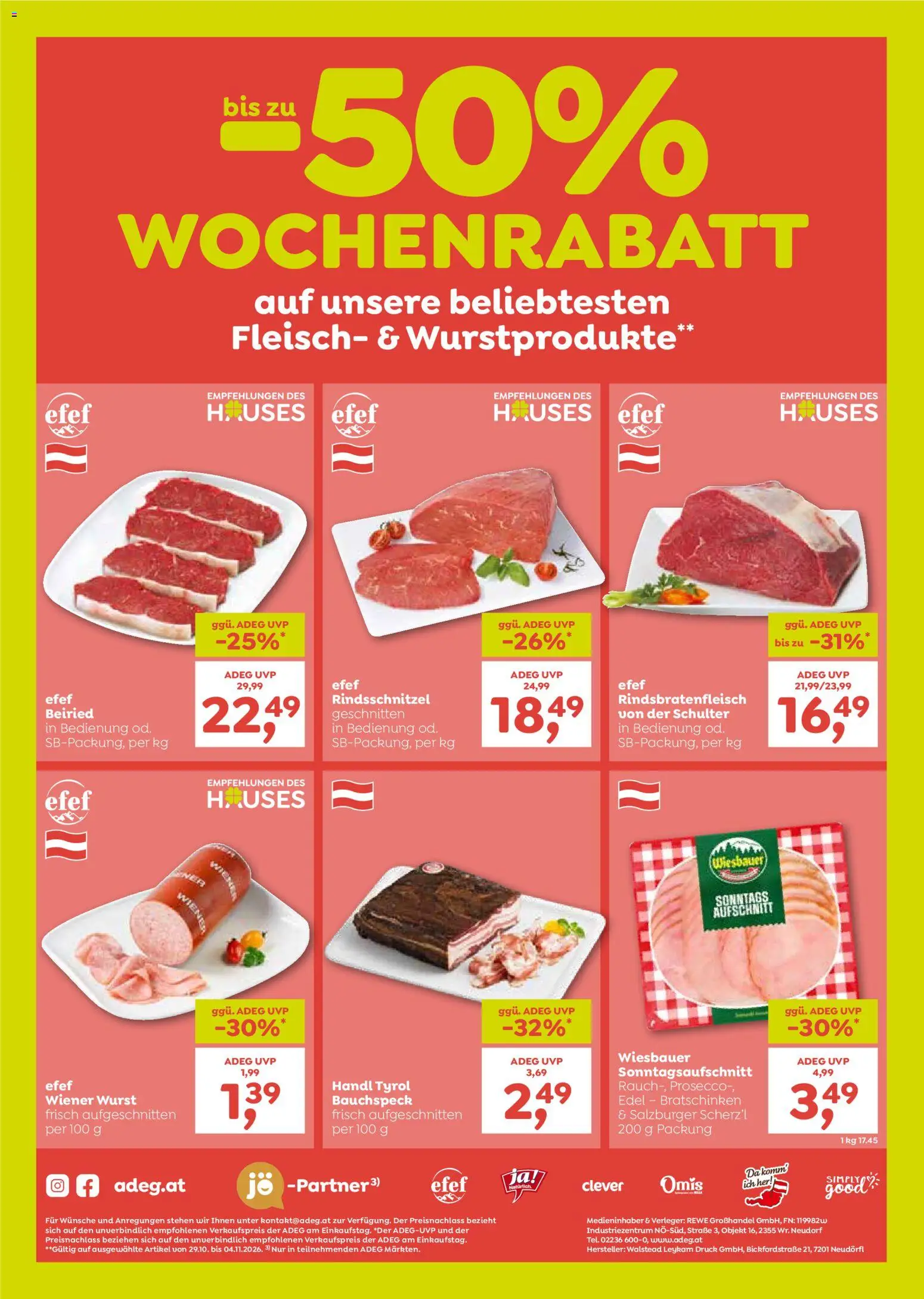 ADEG Flugblatt gültig ab 29.10.2026 | Seite: 8 | Produkte: Wurst, Prosecco