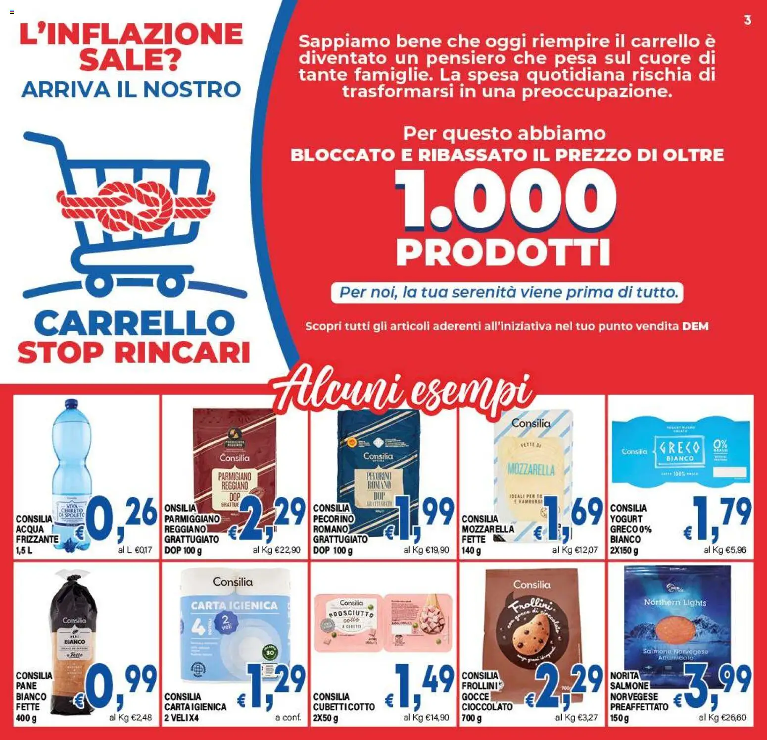 Volantino DEM del 21/08/2026 | Pagina: 3 | Prodotti: Carta igienica, Yogurt, Sale, Prosciutto