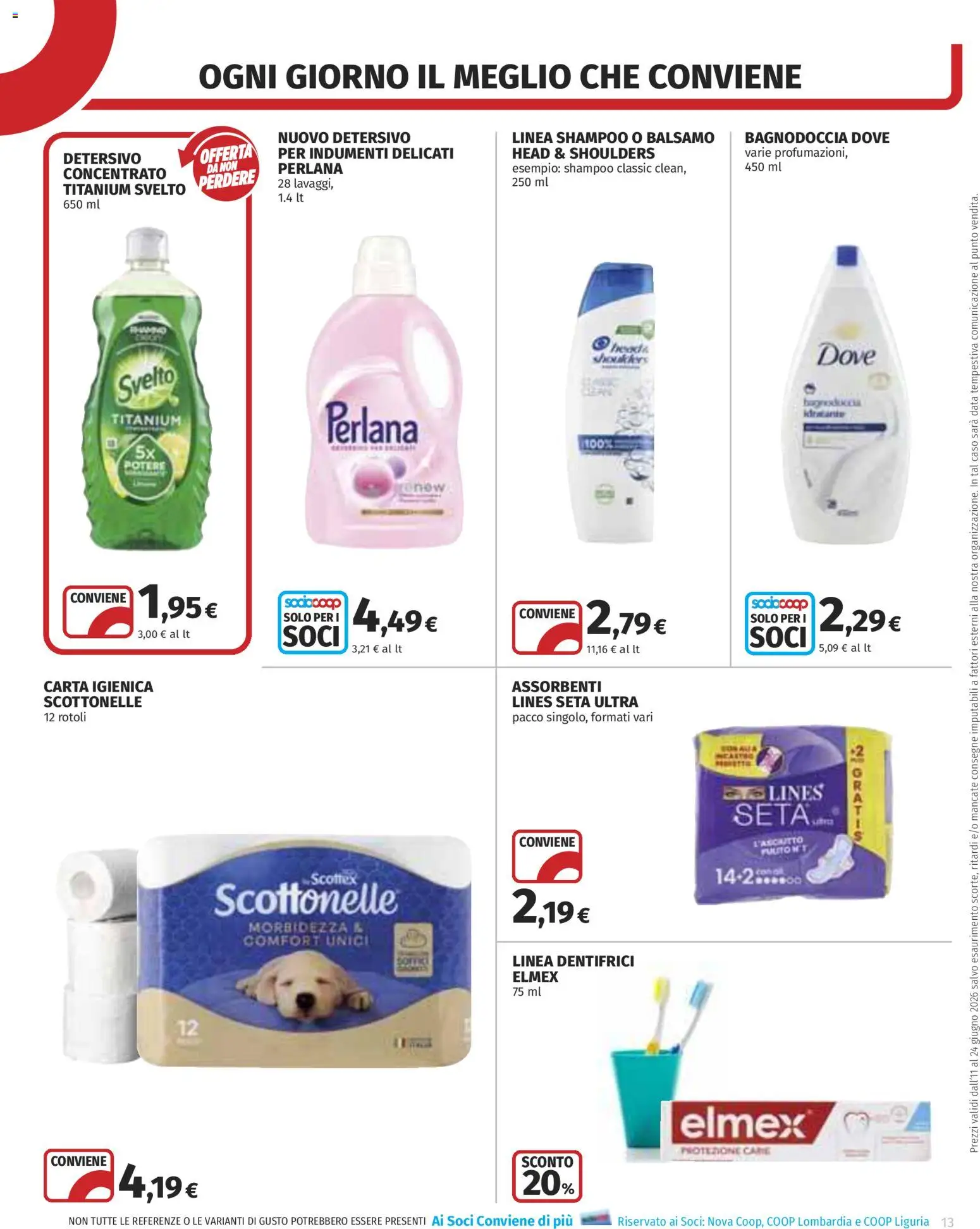 Volantino COOP del 11.06.2026 | Pagina: 13 | Prodotti: Shampoo, Balsamo, Carta igienica, Data