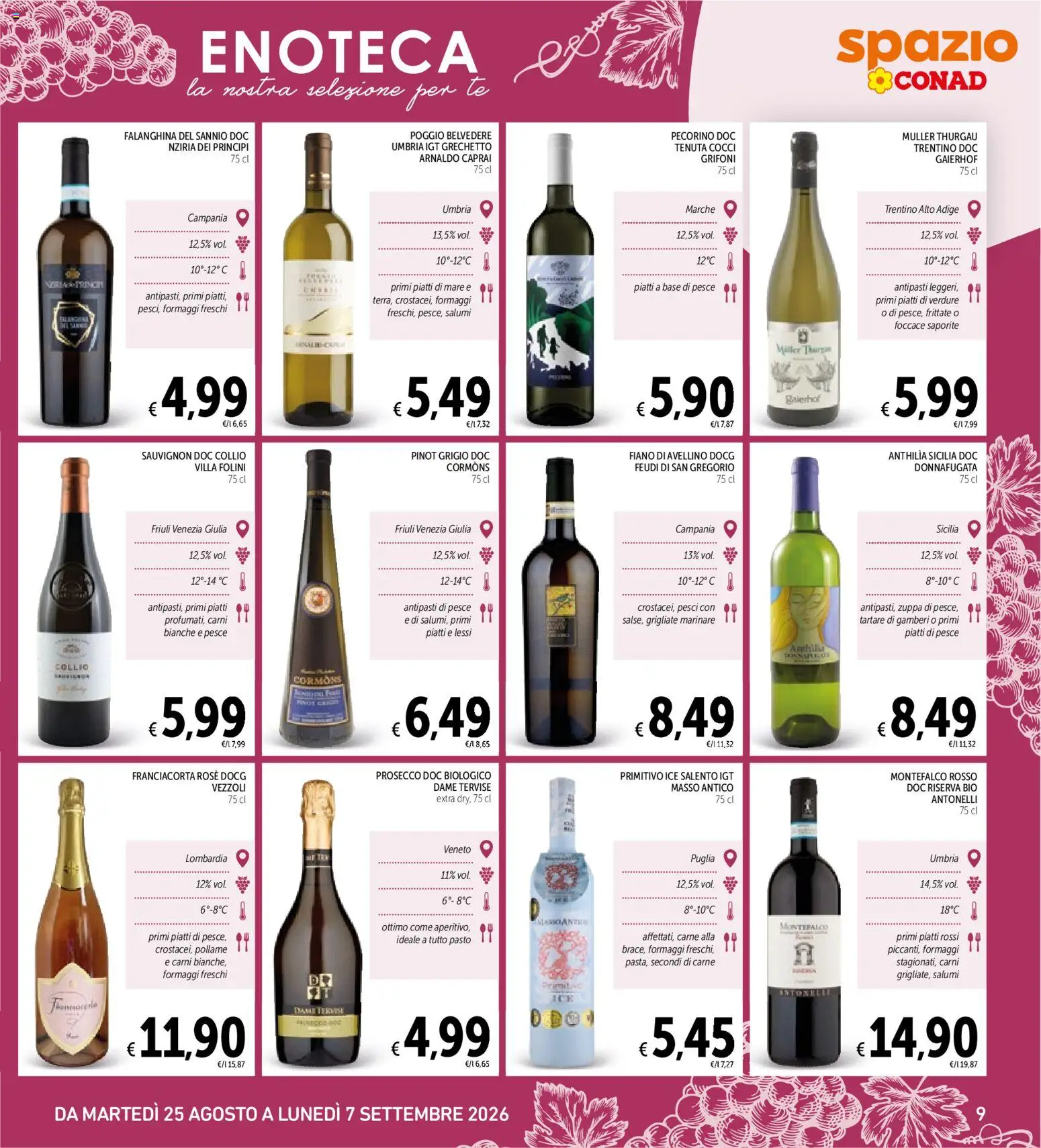 Volantino Spazio Conad del 24/08/2026 | Pagina: 9 | Prodotti: Gamberi, Verdure, Carne, Pecorino