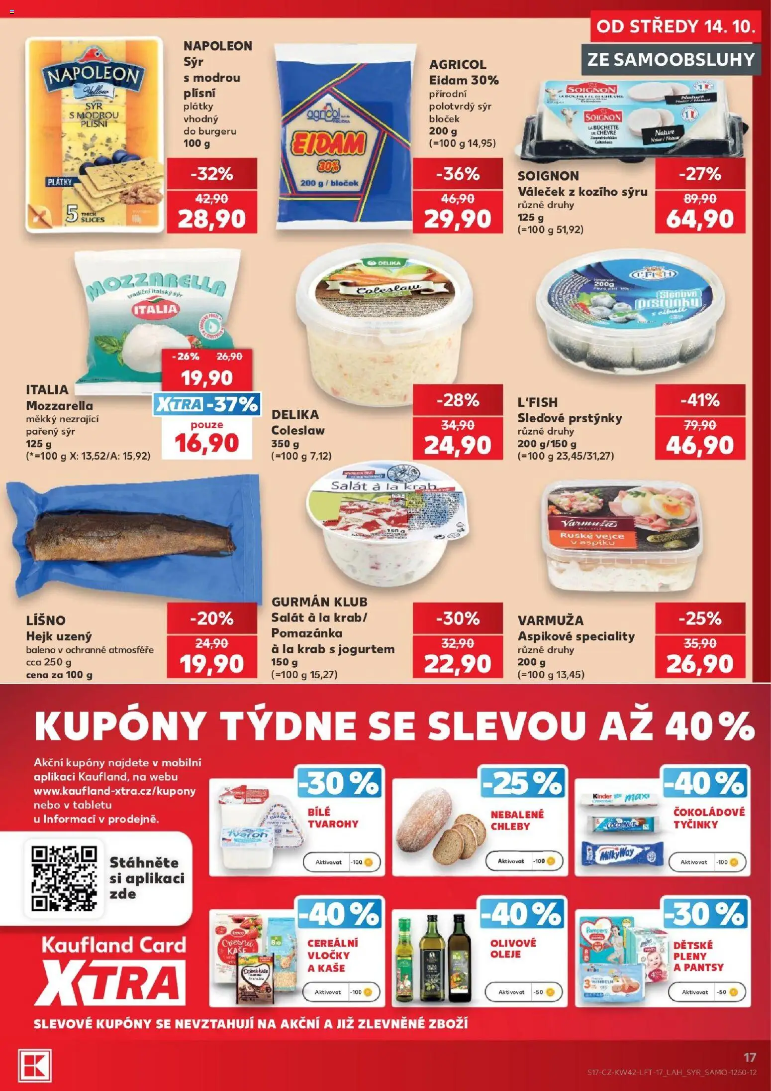 Kaufland leták - Plzeň Bory od 14.10.2026 | Strana: 17 | Produkty: Sýr, Tvaroh, Vločky, Kinder