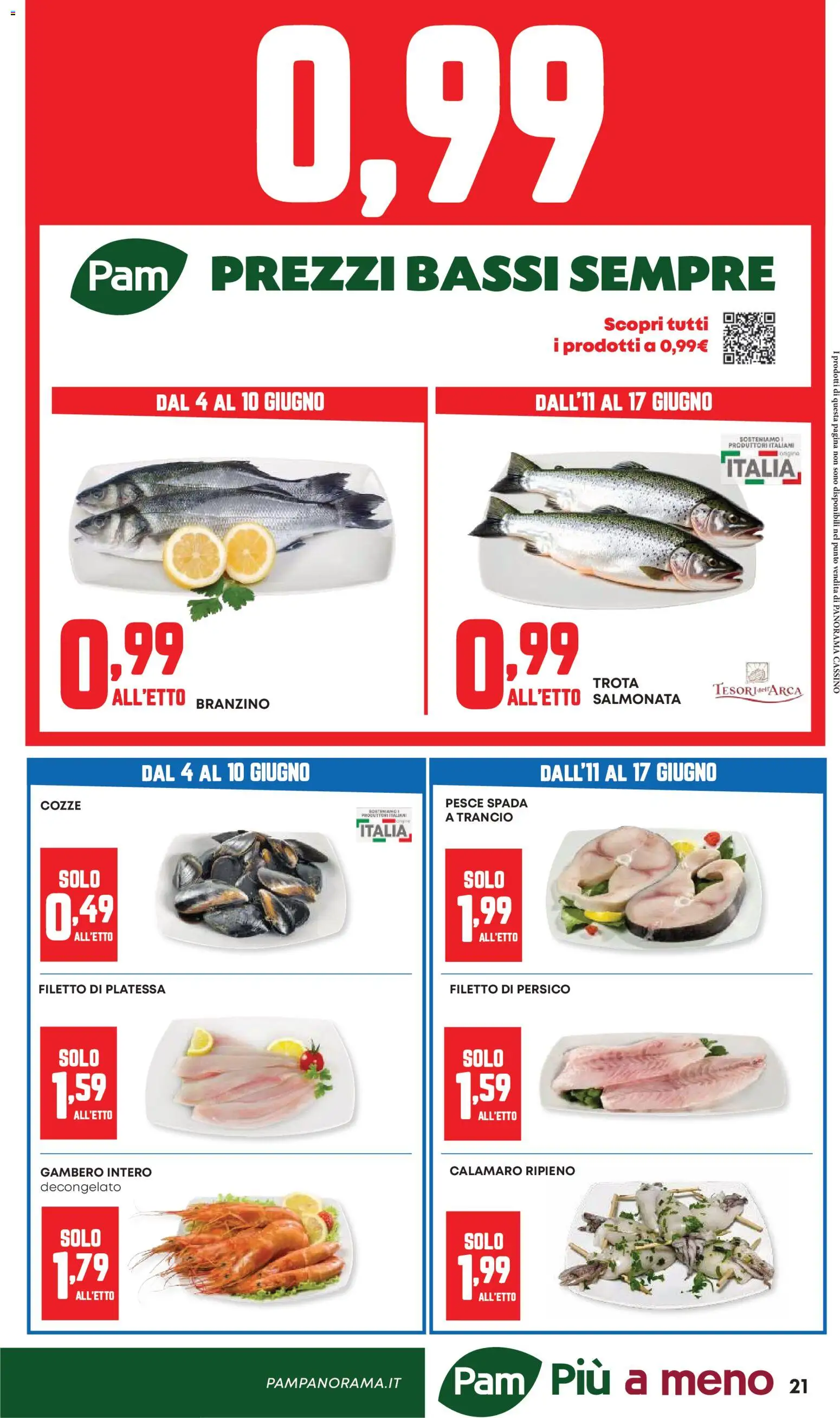 Volantino Panorama del 04.06.2026 | Pagina: 21 | Prodotti: Pesce, Trota, Branzino, Fan