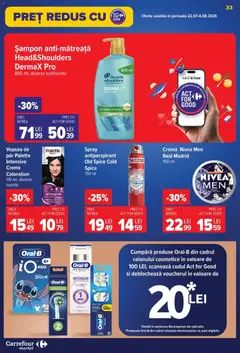 Ofertele Carrefour valabile de la 22.07.2026 | Pagină: 33 | Produse: Vopsea, Șampon, Cremă, Antiperspirant