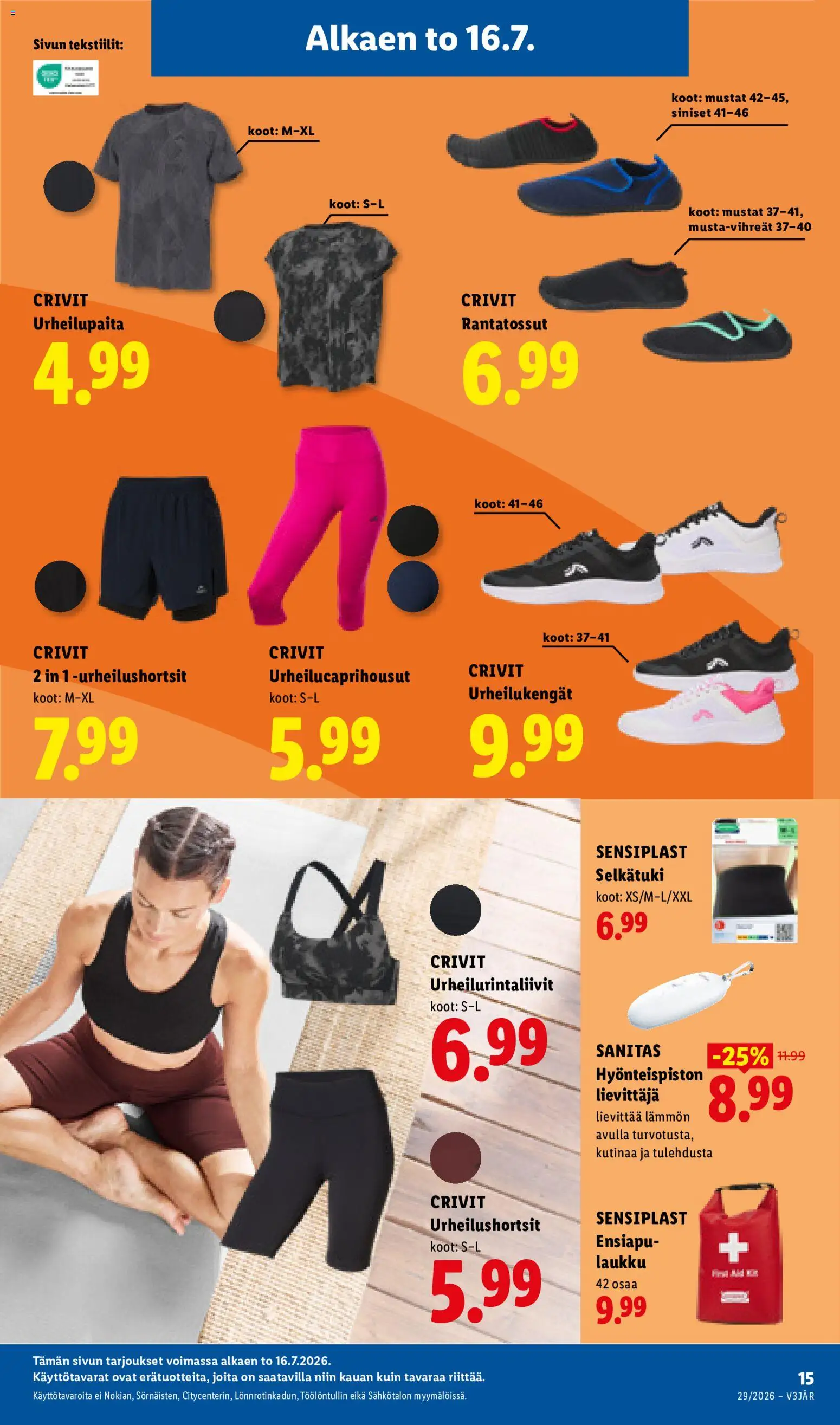 Lidl tarjoukset - Helsinki – voimassa 16/07/2026 alkaen | Sivu: 21 | Tuotteet: Laukku, Urheilukengät, Ensiapu