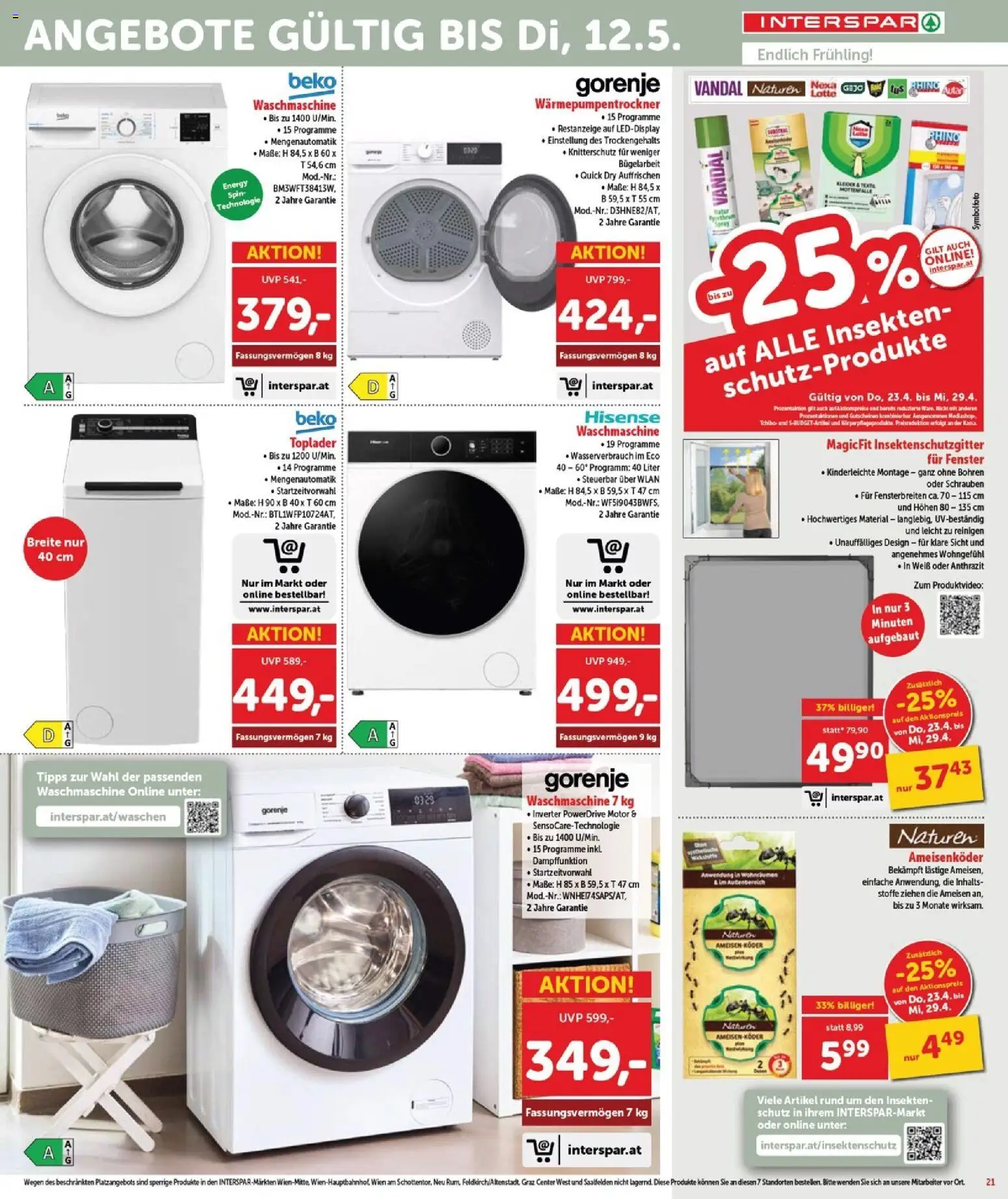 Interspar Flugblatt - Burgenland Sued gültig ab 23.04.2026 | Seite: 21 | Produkte: Waschmaschine