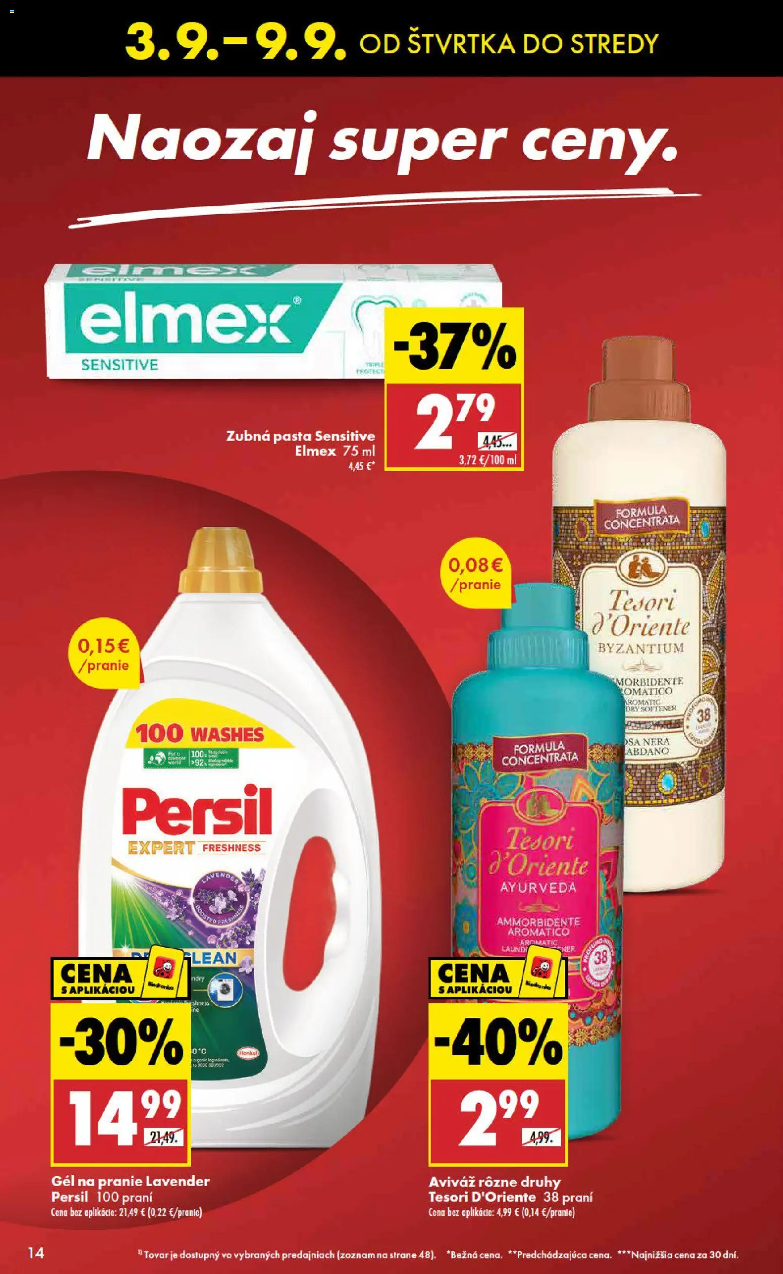 Nové Biedronka akcie – leták je platný od 03.09.2026 | Strana: 14 | Produkty: Persil, Gél na pranie, Zubná pasta, Aviváž