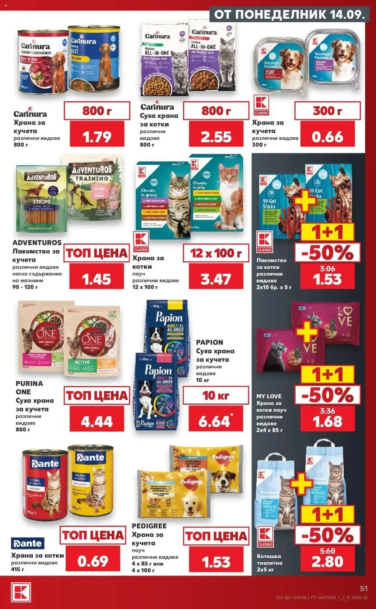 {H1} | Страница: 51 | Продукти: Храна за котки, Храна за кучета, Тоалетна