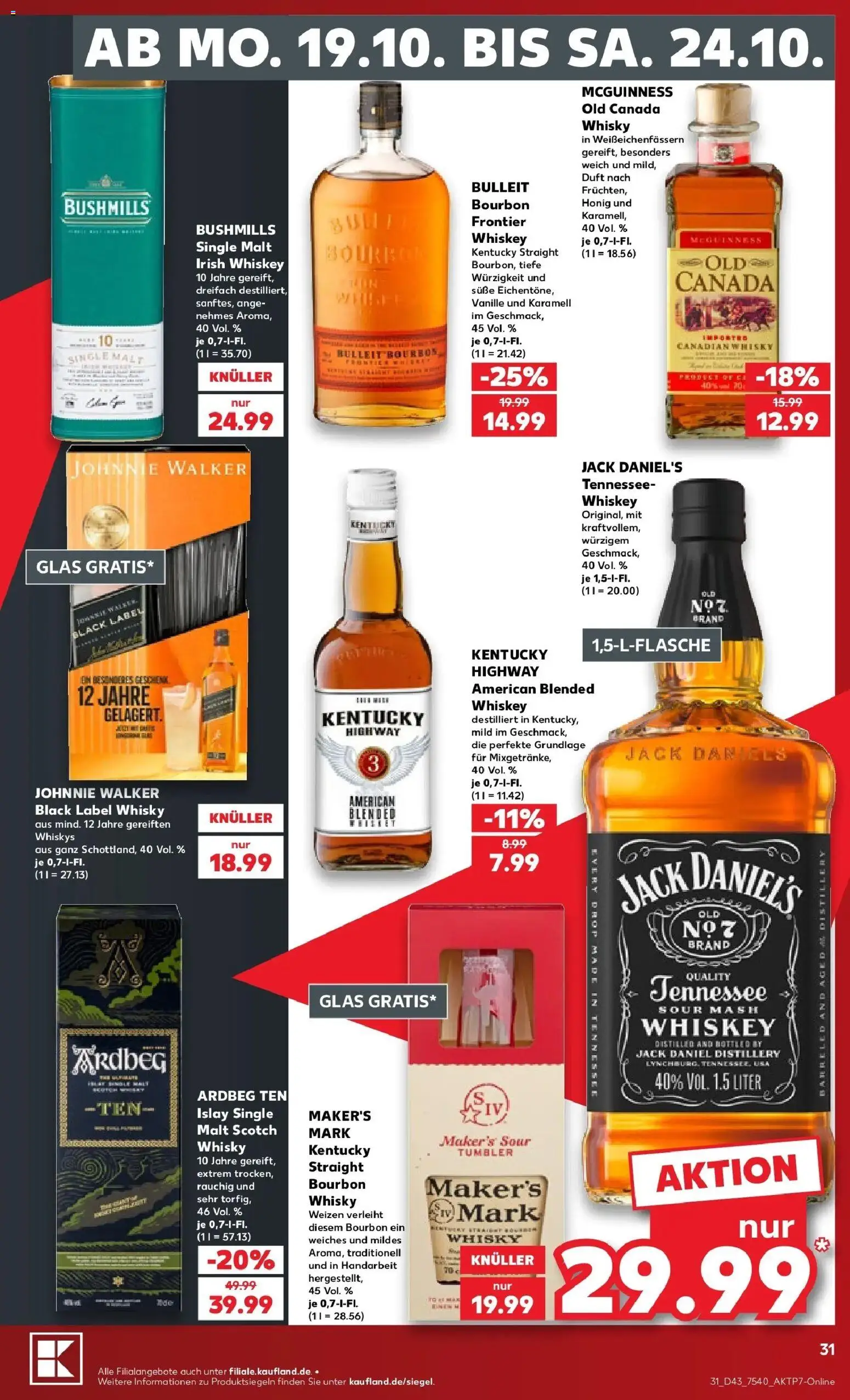 Prospekt Kaufland ab 19.10.2026 » Angebote Online zum Blättern | Seite: 35 | Produkte: Jack Daniel's, Vanille, Whiskey, Johnnie walker