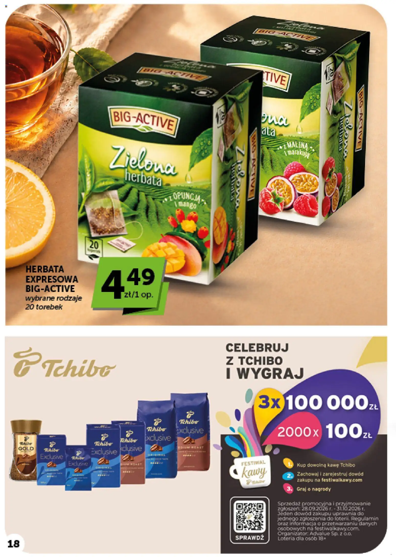 ABC gazetka - Minimarket od 08.10.2026 | Strona: 18 | Produkty: Malina, Marakuja, Tchibo exclusive, Tchibo