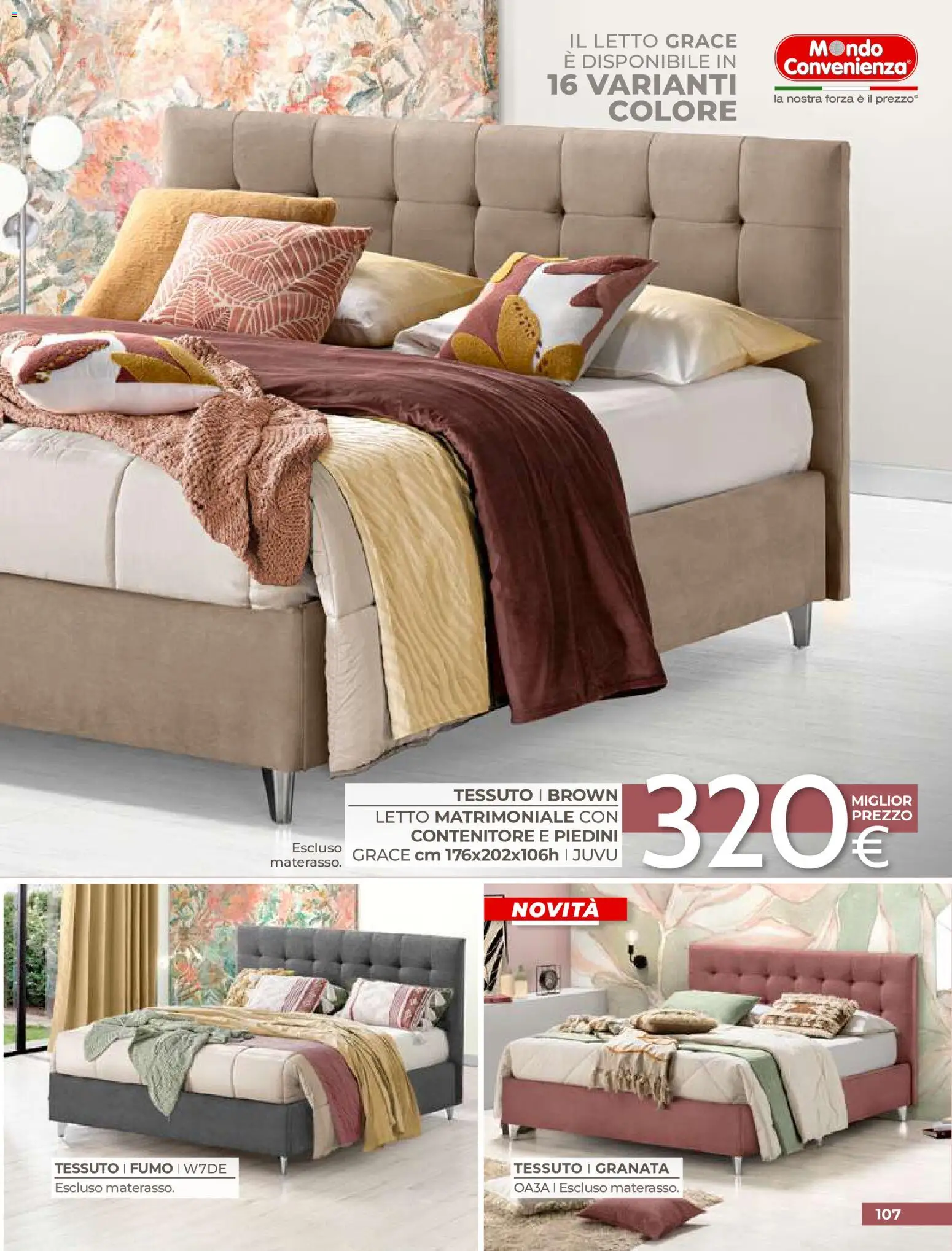 Volantino Mondo Convenienza del 01/09/2026 | Pagina: 109 | Prodotti: Letto matrimoniale, Contenitore, Letto
