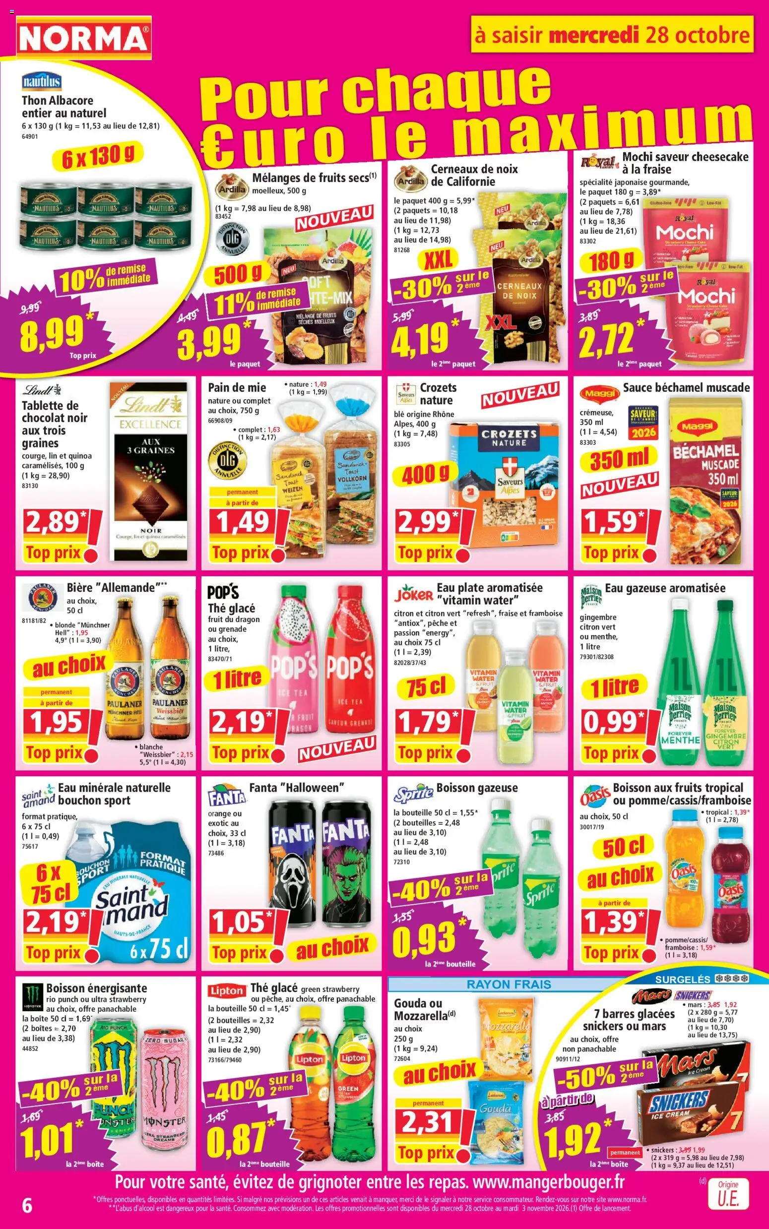 {H1} | Page: 6 | Produits: Eau minérale, Thé glacé, Gouda, Noix