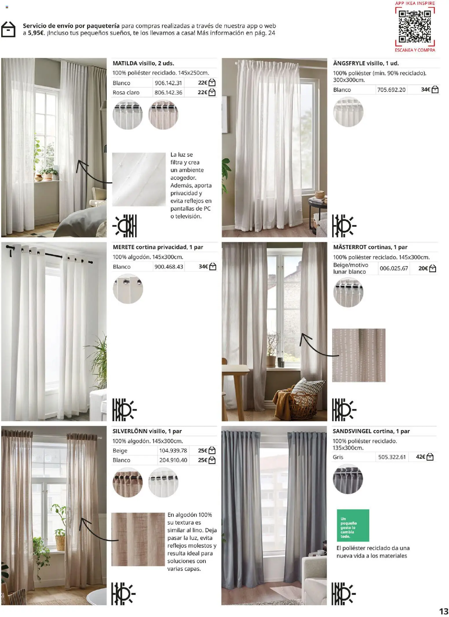 IKEA - Cortinas y estores │ válido desde el 01/09/2026 | Página: 13 | Productos: Cortina, Té, PC, Algodón