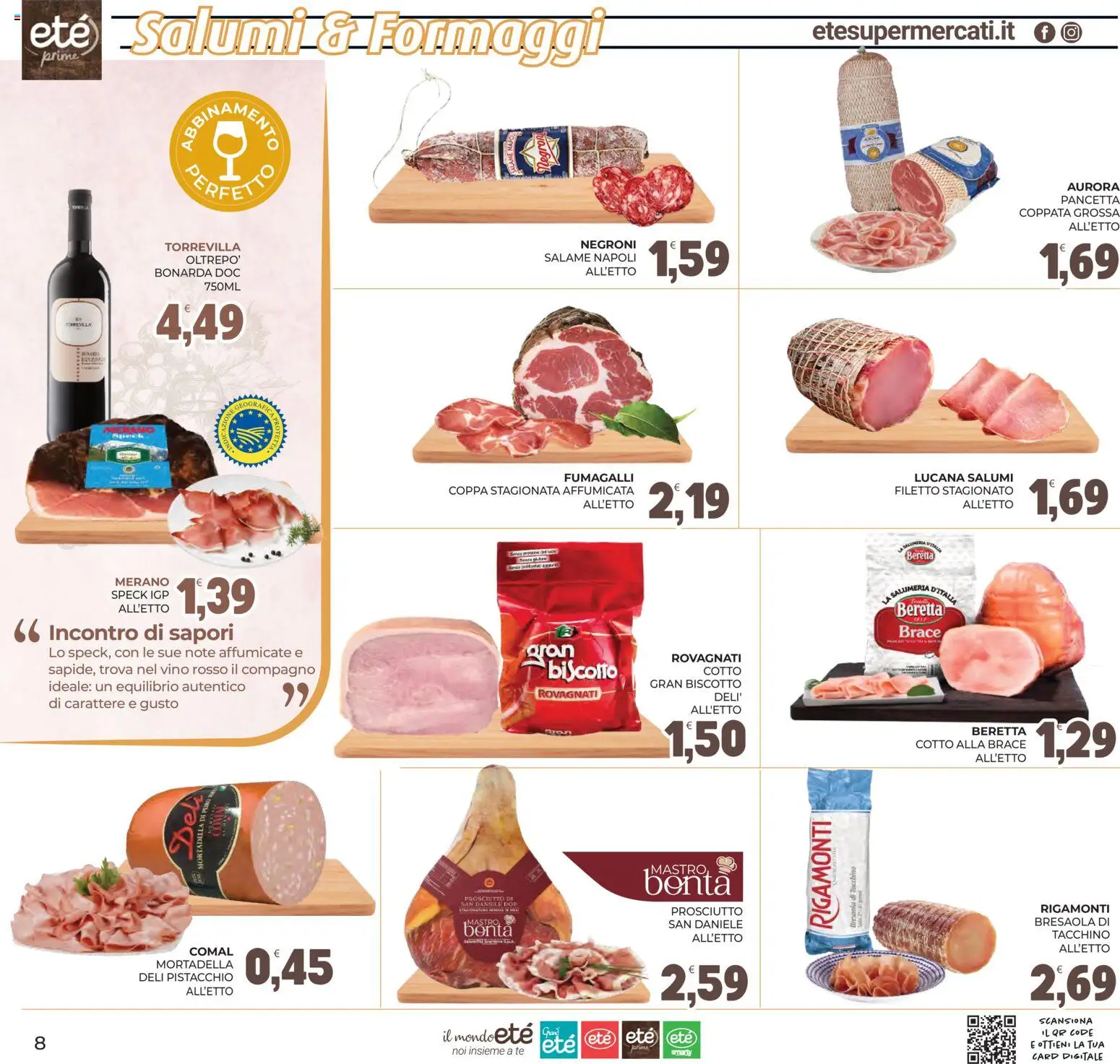 Volantino Eté del 03/07/2026 | Pagina: 8 | Prodotti: Speck, Pancetta, Vino, Mortadella