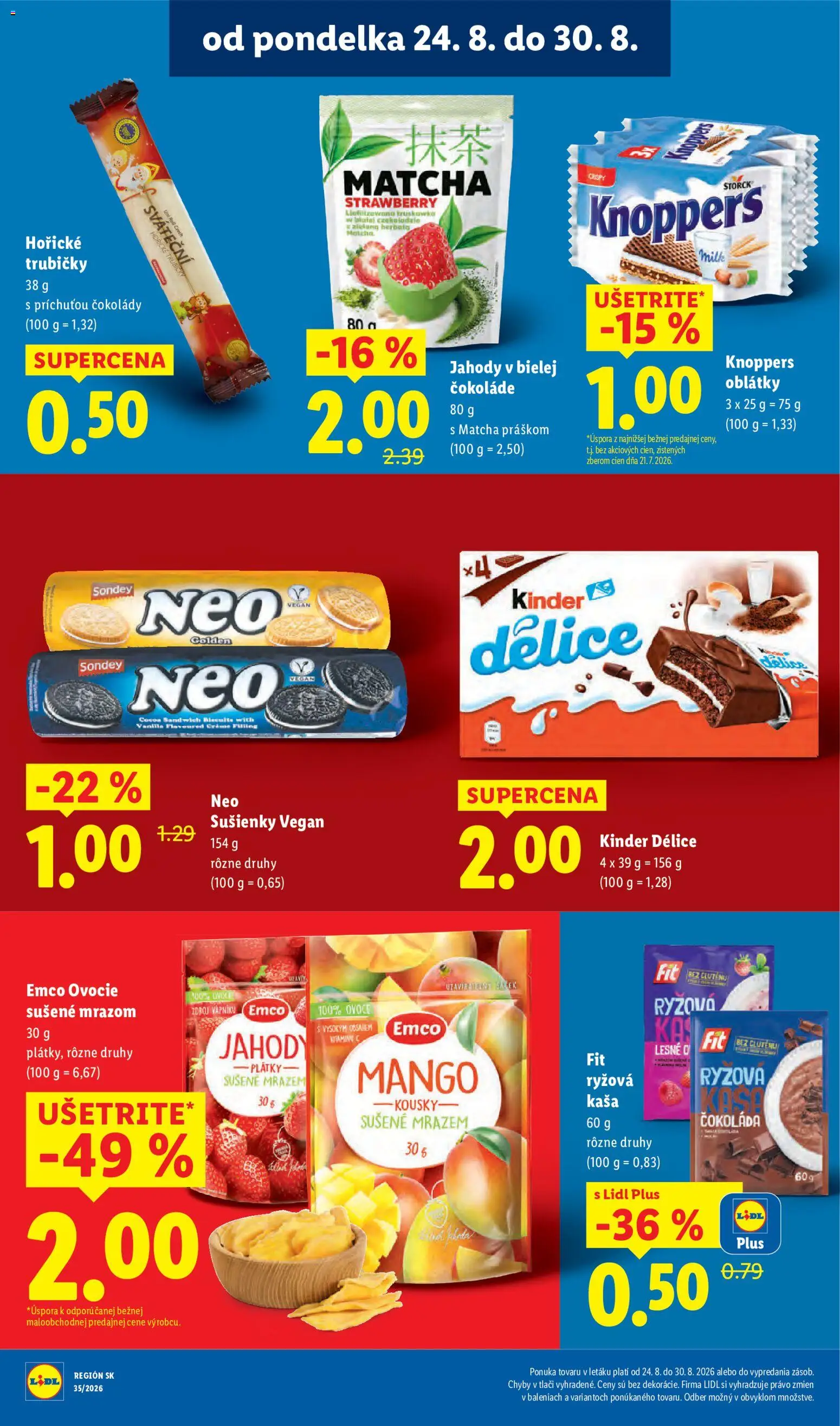 Nové Lidl akcie – leták je platný od 24.08.2026 | Strana: 32 | Produkty: Sušienky, Jahody, Mango, Kaša