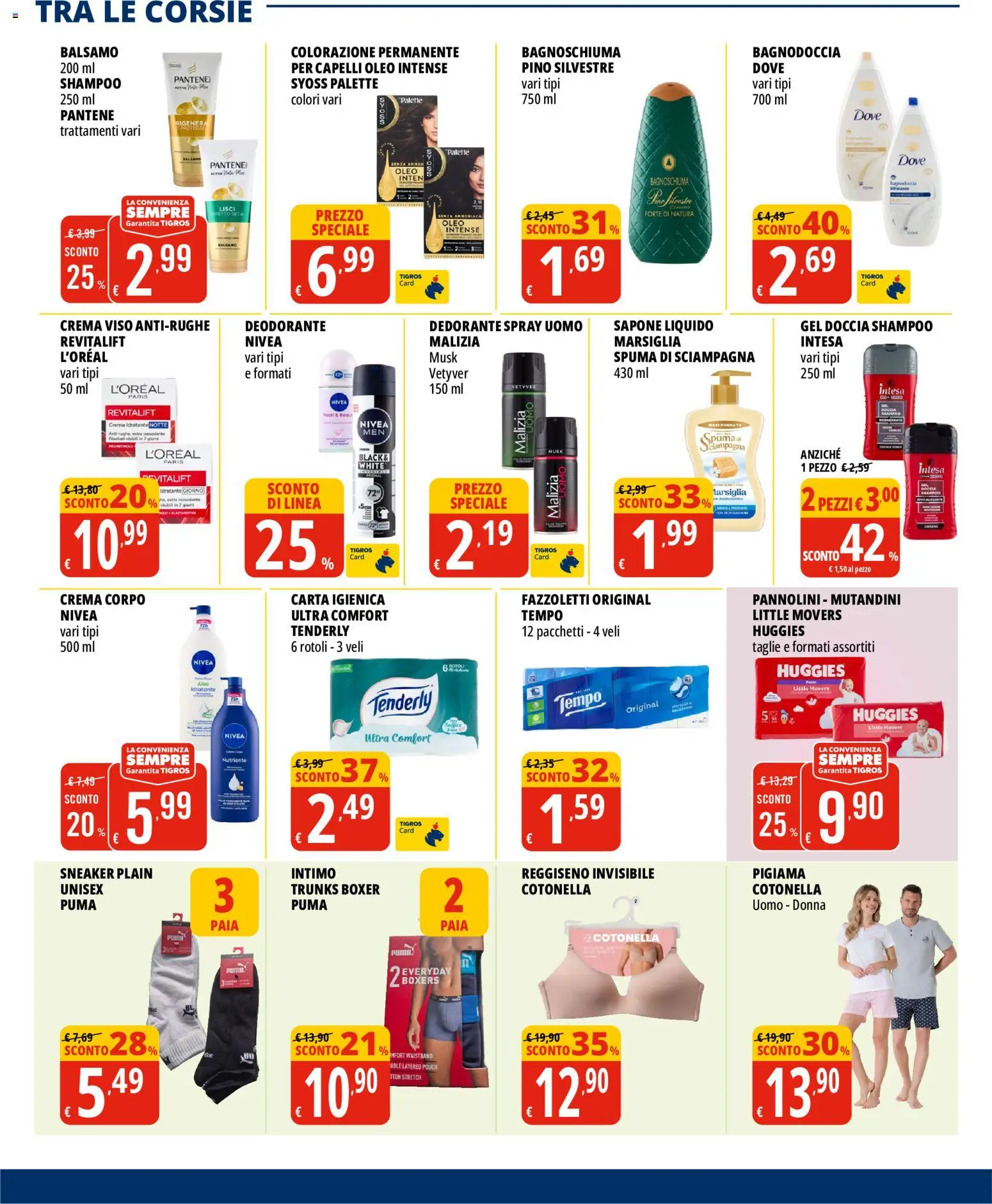 Volantino Tigros del 03.06.2026 | Pagina: 22 | Prodotti: Crema, Sapone, Deodorante, Boxer