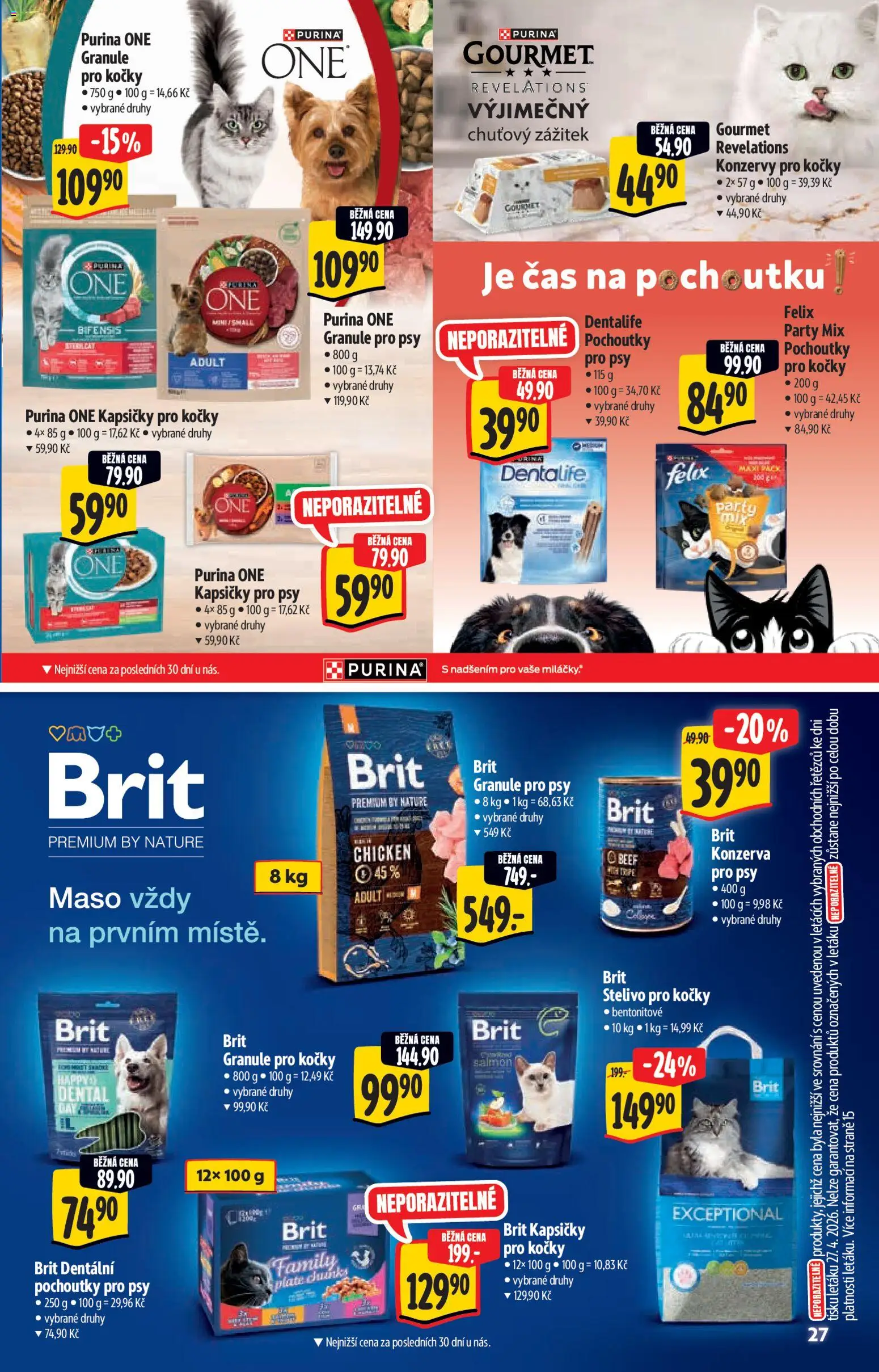Albert katalog - Hypermarket od 06.05.2026 | Strana: 27 | Produkty: Granule, Kapsičky pro kočky, Purina one, Party mix