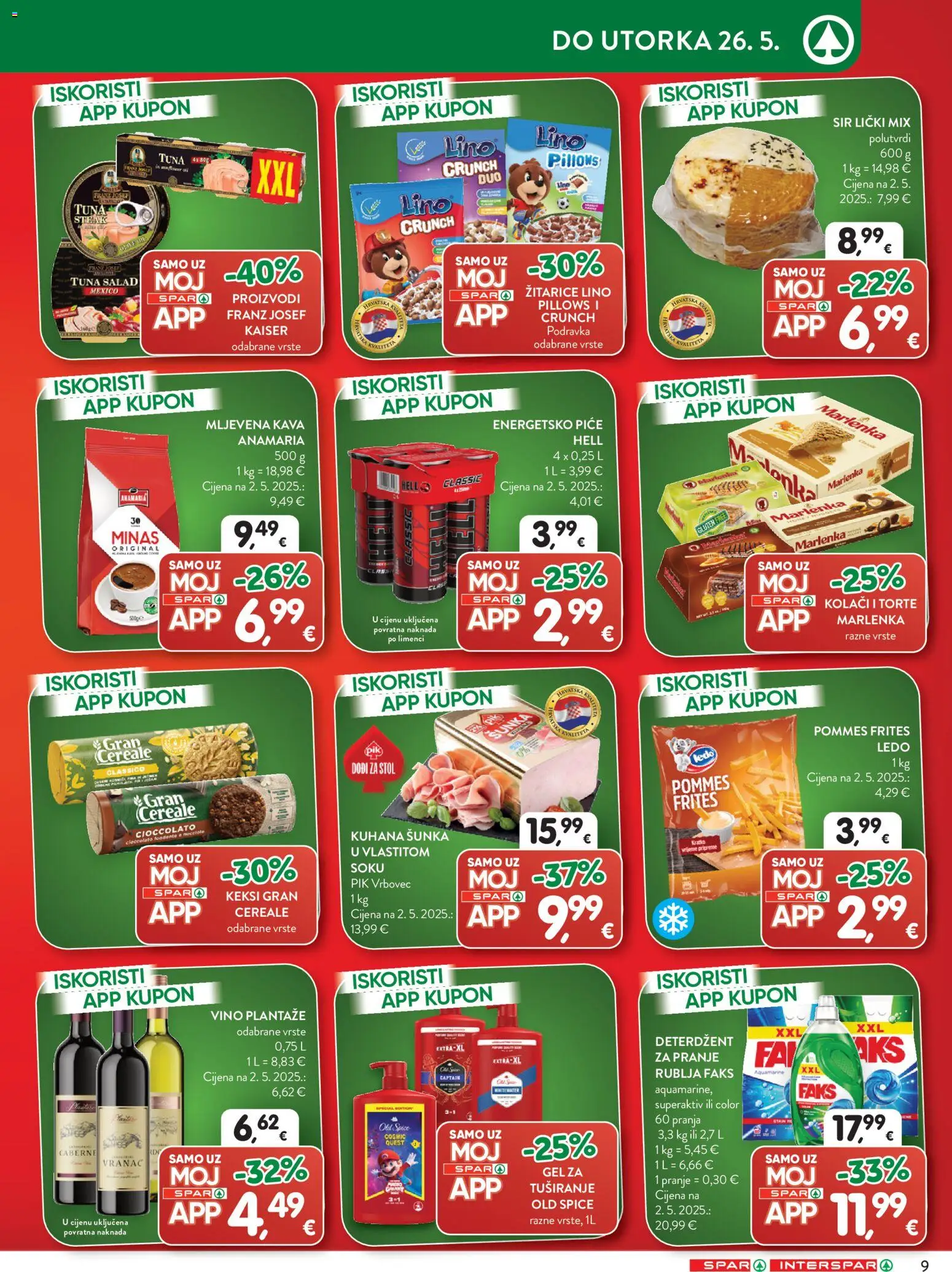 Spar katalog | vrijedi od 20.05.2026 | Stranica: 9 | Proizvodi: Keksi, Sir, Podravka, Vino