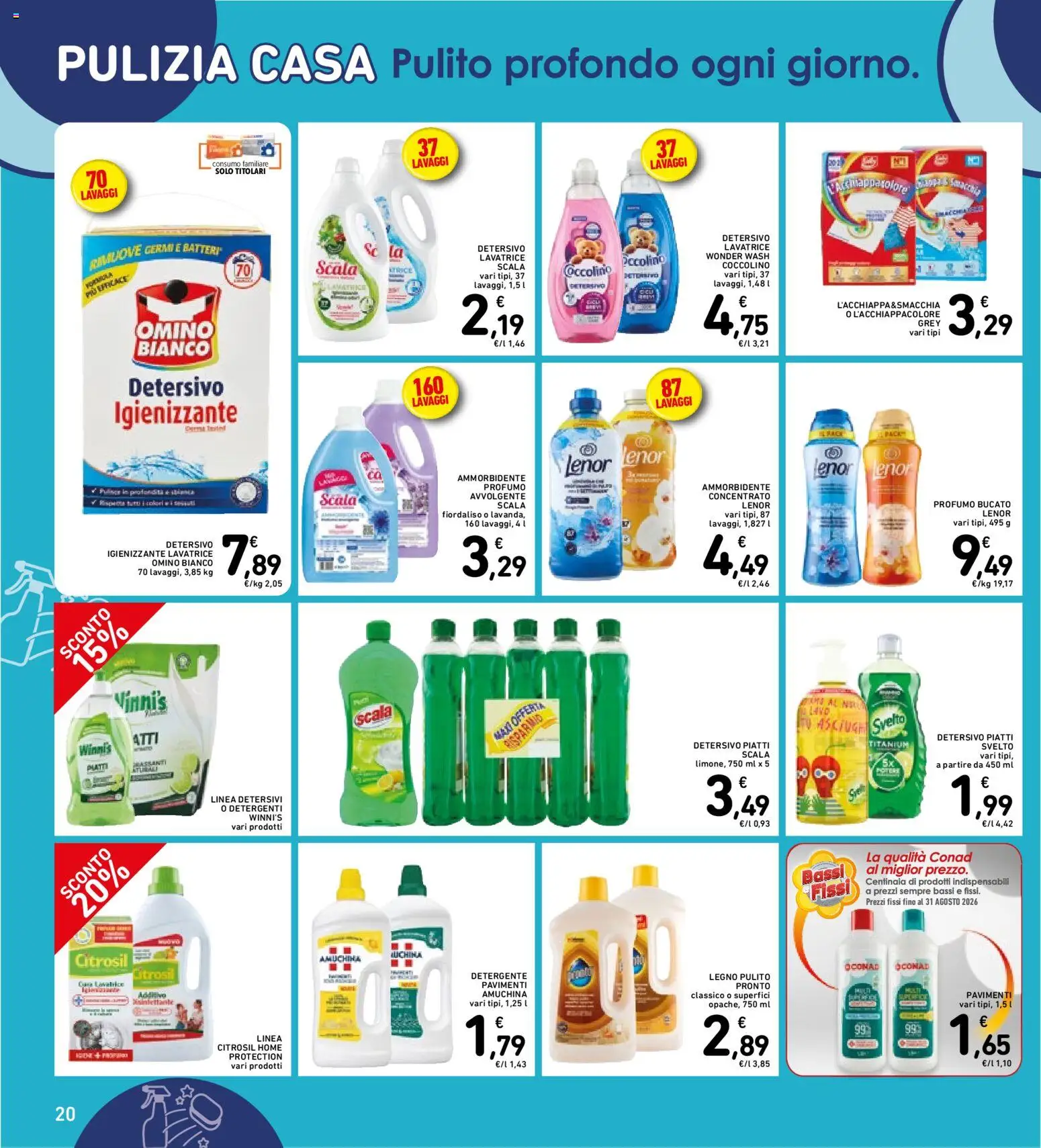 Volantino Spazio Conad del 06/10/2026 | Pagina: 20 | Prodotti: Ammorbidente, Piatti, Scala, Profumo
