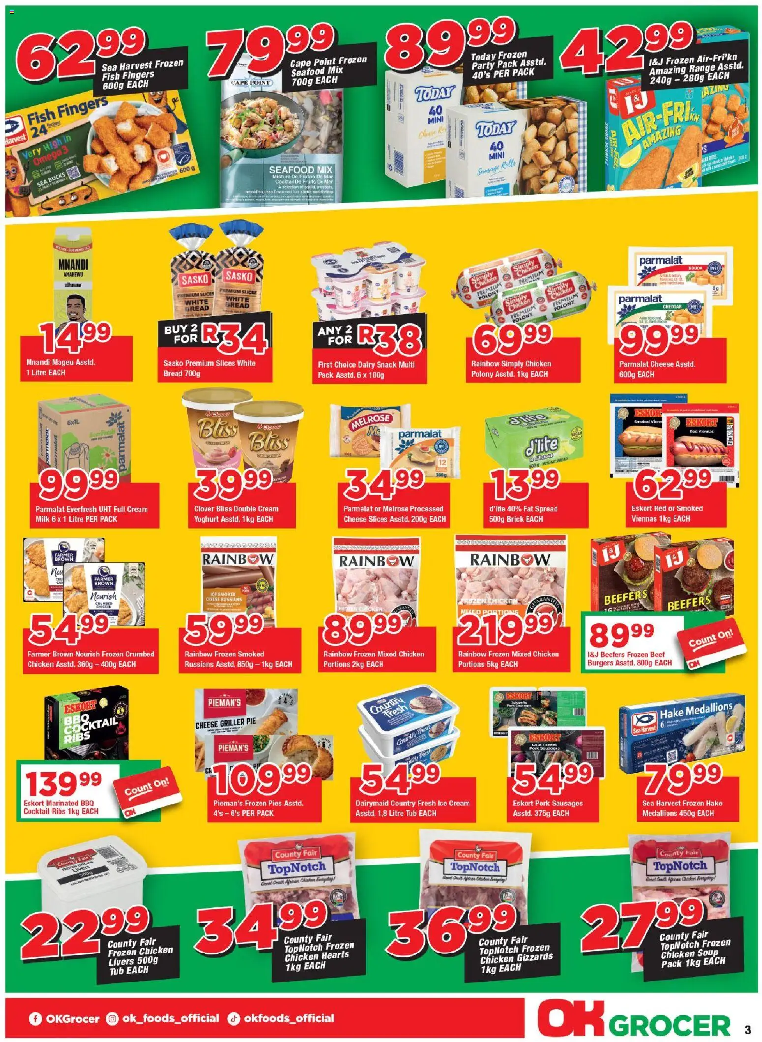 New OK Foods catalogue – valid from 25.05.2026 | Page: 3 | Products: Cheese, Soup, Fat spread, Griller